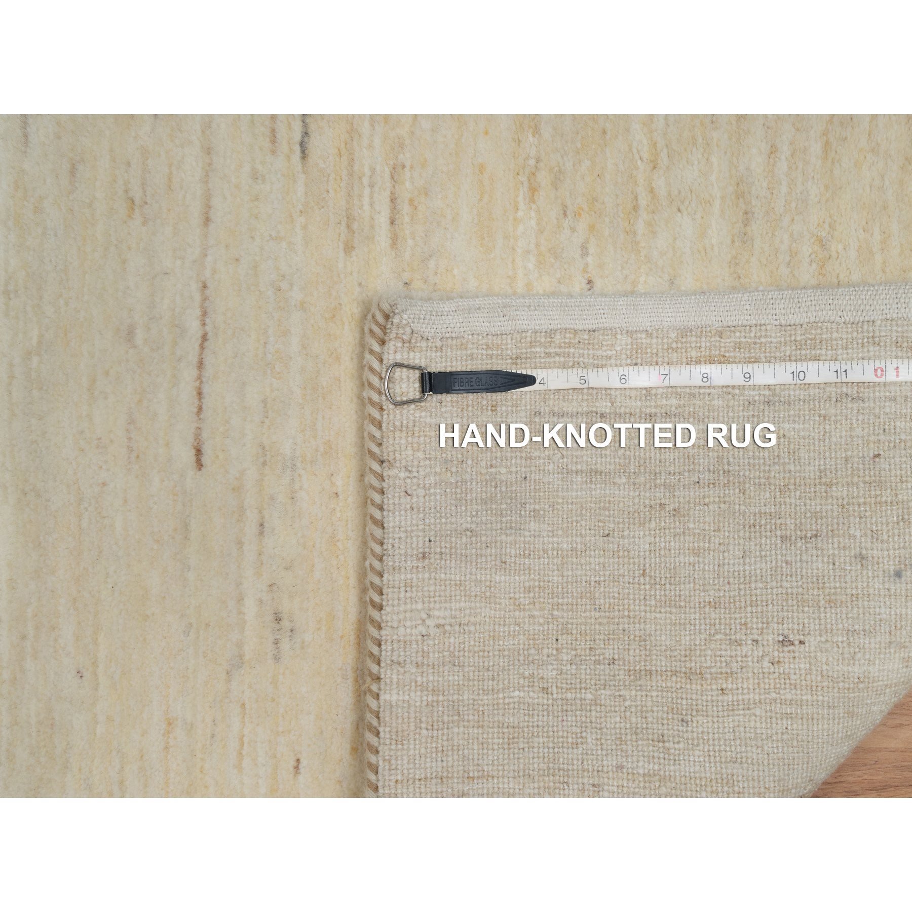 2'4"x11'5" Parchment White, Thick and Plush, Modern, Plain Design, Lori Buft Gabbeh, Pure Wool, Hand Knotted, Runner, Oriental Rug HR91301 - Image 8