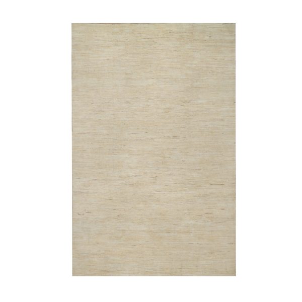 6'4"x9'9" Swan White, Modern, Plain Design, Lori Buft Gabbeh, Thick and Plush, Pure Wool, Hand Knotted, Oriental Rug HR91302