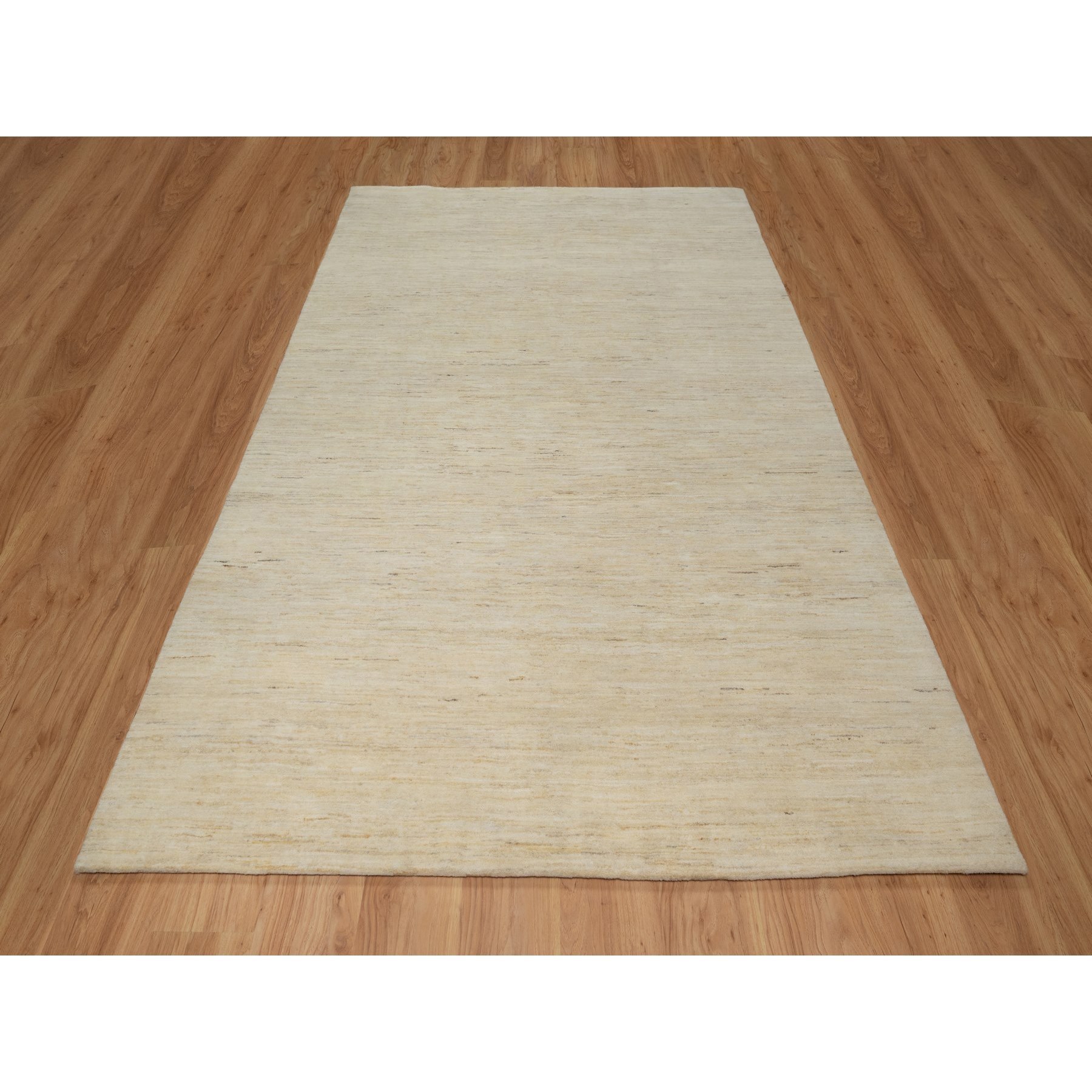 6'4"x9'9" Swan White, Modern, Plain Design, Lori Buft Gabbeh, Thick and Plush, Pure Wool, Hand Knotted, Oriental Rug HR91302 - Image 2