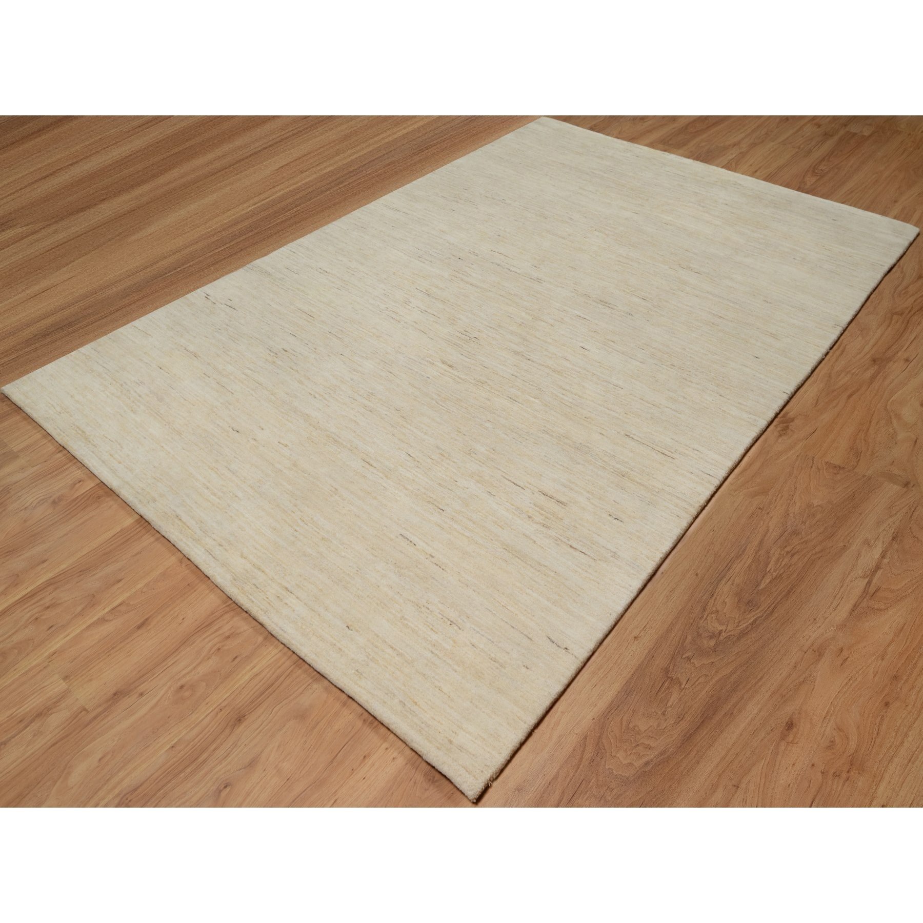 6'4"x9'9" Swan White, Modern, Plain Design, Lori Buft Gabbeh, Thick and Plush, Pure Wool, Hand Knotted, Oriental Rug HR91302 - Image 3
