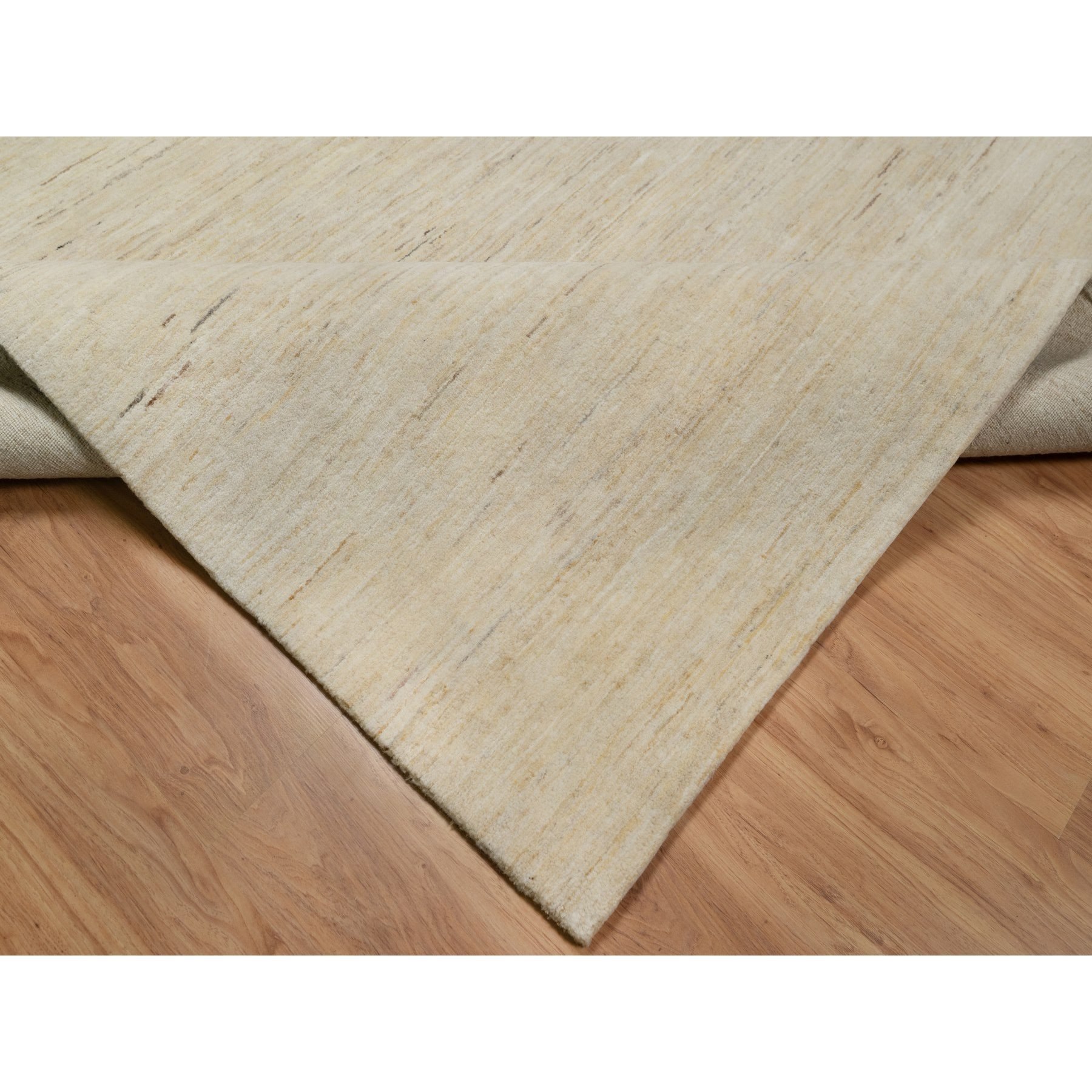 6'4"x9'9" Swan White, Modern, Plain Design, Lori Buft Gabbeh, Thick and Plush, Pure Wool, Hand Knotted, Oriental Rug HR91302 - Image 6