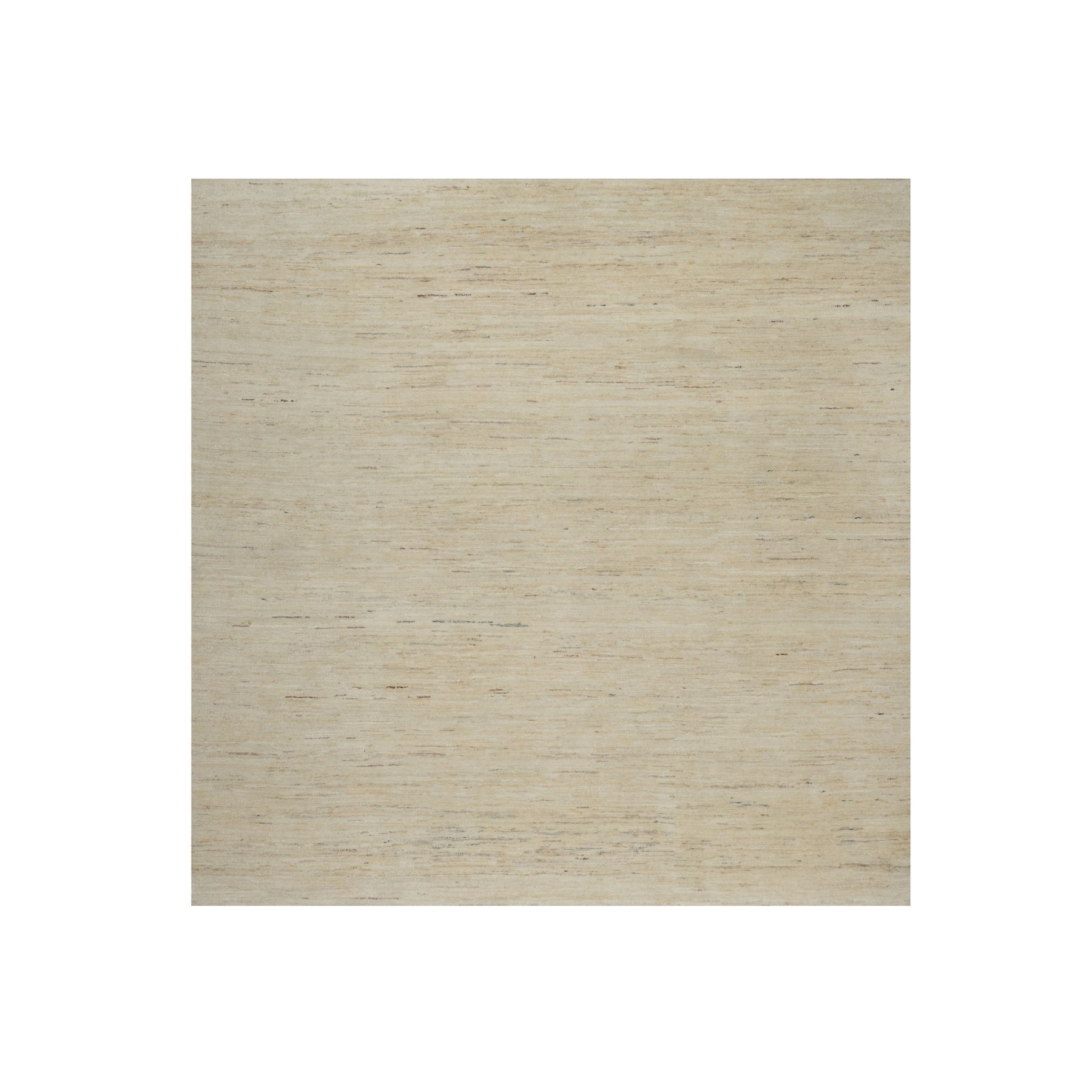 7'1"x7'1" Linen White, Hand Knotted, Modern, Plain Design, Lori Buft Gabbeh, Thick and Plush, Pure Wool, Square, Oriental Rug HR91303