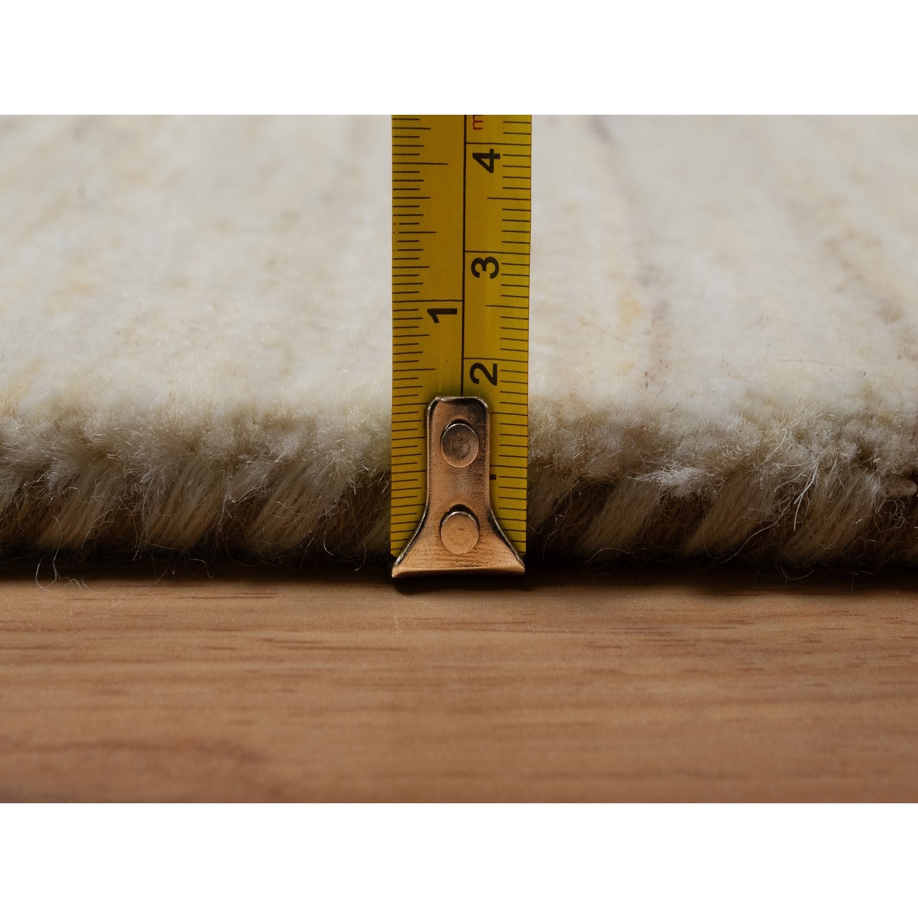 7'1"x7'1" Linen White, Hand Knotted, Modern, Plain Design, Lori Buft Gabbeh, Thick and Plush, Pure Wool, Square, Oriental Rug HR91303 - Image 7