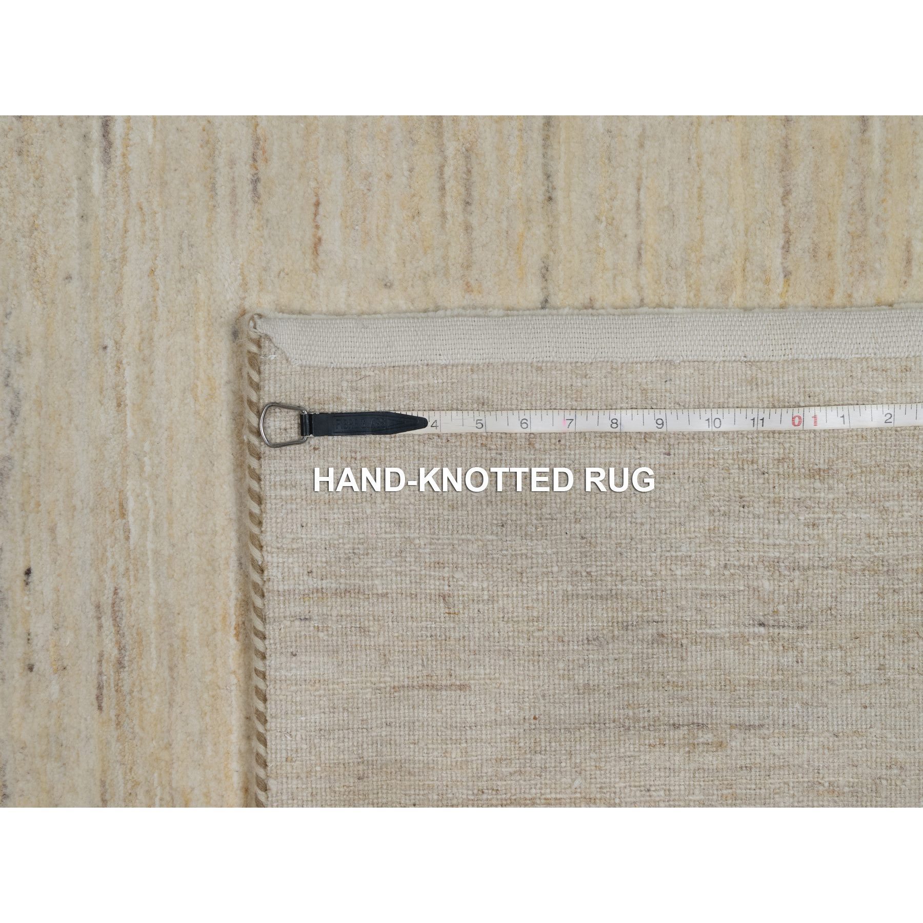 7'1"x7'1" Linen White, Hand Knotted, Modern, Plain Design, Lori Buft Gabbeh, Thick and Plush, Pure Wool, Square, Oriental Rug HR91303 - Image 8