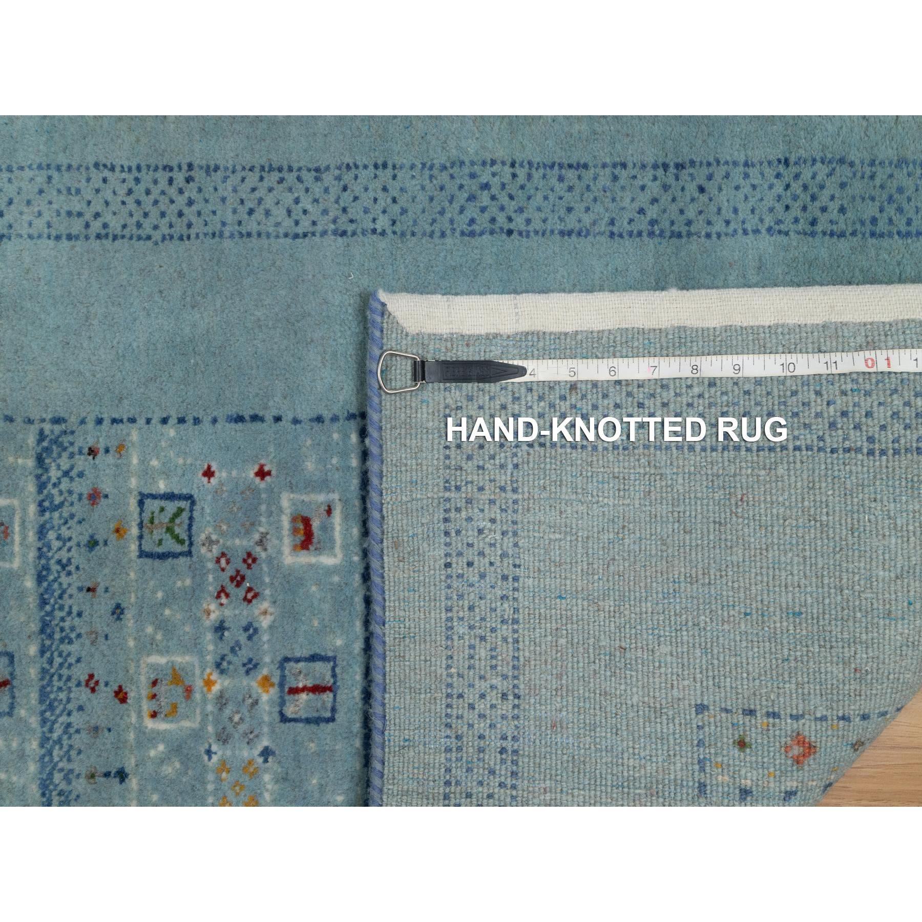 2'3"x4'5" Sterling Blue, Modern, Lori Buft Gabbeh with Small Animal Figurines, Thick and Plush, Pure Wool, Hand Knotted, Mat, Oriental Rug HR91320 - Image 8