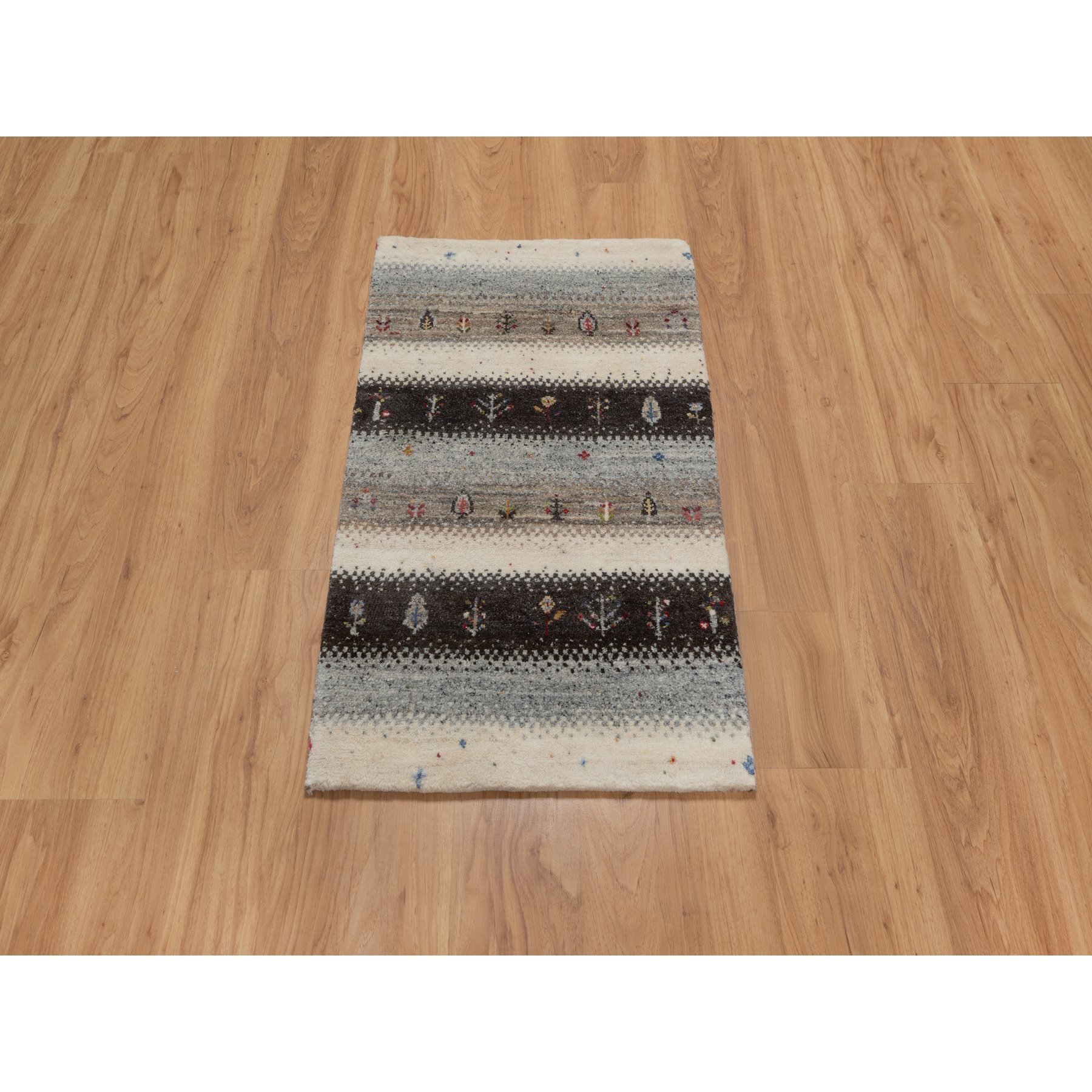 2'x3'1" Linen White, Lori Buft Gabbeh with Small Tree Design, Modern, Thick and Plush, Hand Knotted, 100% Wool, Mat, Oriental Rug HR91328 - Image 2