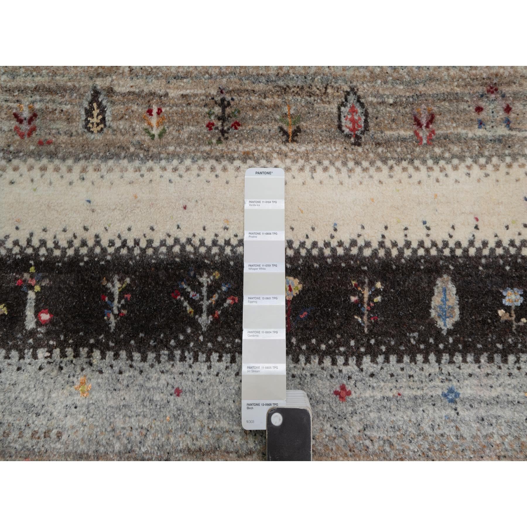 2'x3'1" Linen White, Lori Buft Gabbeh with Small Tree Design, Modern, Thick and Plush, Hand Knotted, 100% Wool, Mat, Oriental Rug HR91328 - Image 4