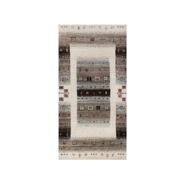 2'3"x4'6" Pristine White, Thick and Plush, Lori Buft Gabbeh with Small Animal and Human Figurines, Modern, Pure Wool, Hand Knotted, Oriental Rug HR91330
