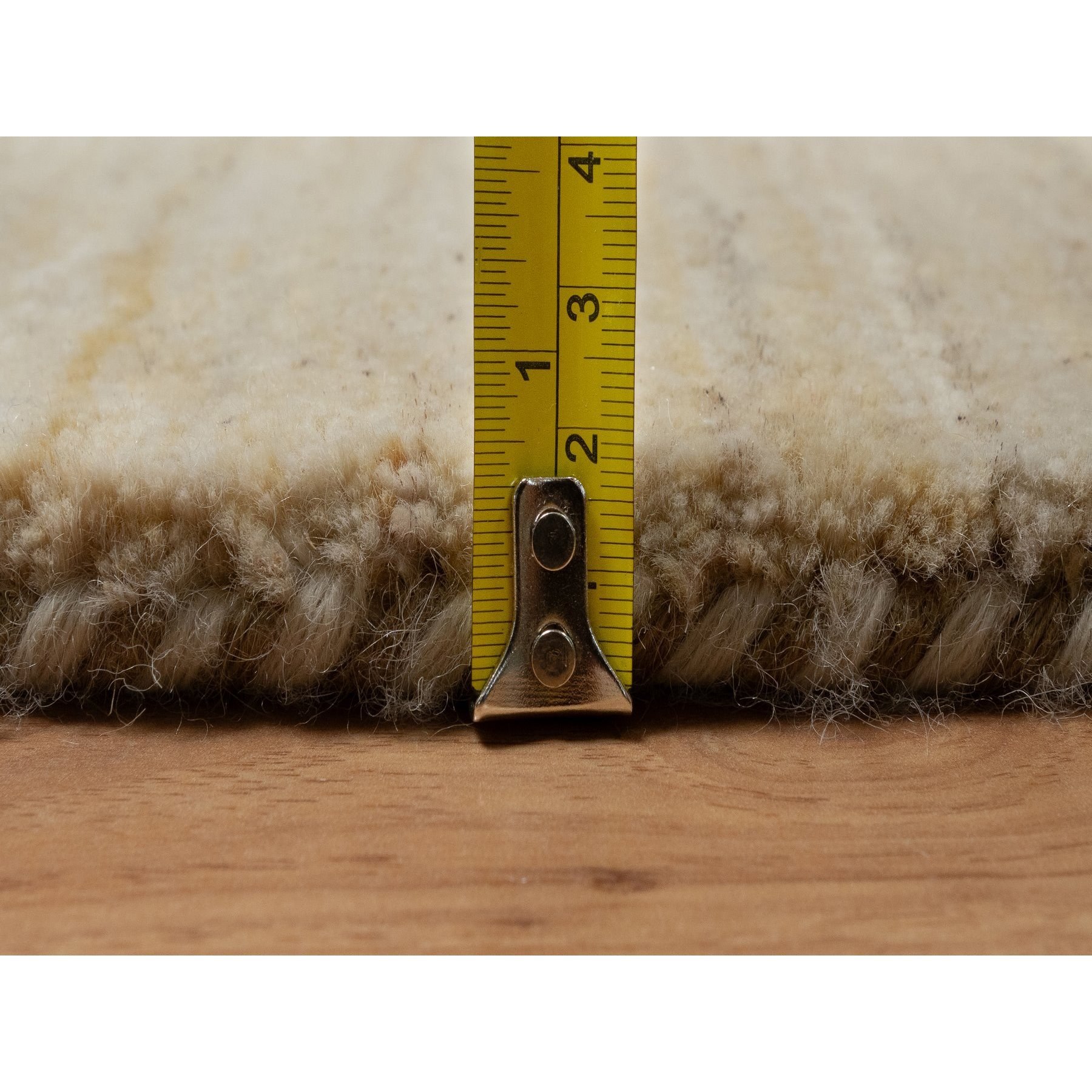5'x5' Linen White, Modern, Plain Design, Lori Buft Gabbeh, Thick and Plush, Pure Wool, Hand Knotted, Round, Oriental Rug HR91336 - Image 7