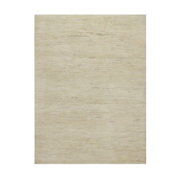5'x6'5" Bone White, Modern, Plain Design, Lori Buft Gabbeh, Thick and Plush, Pure Wool, Hand Knotted, Oriental Rug HR91337