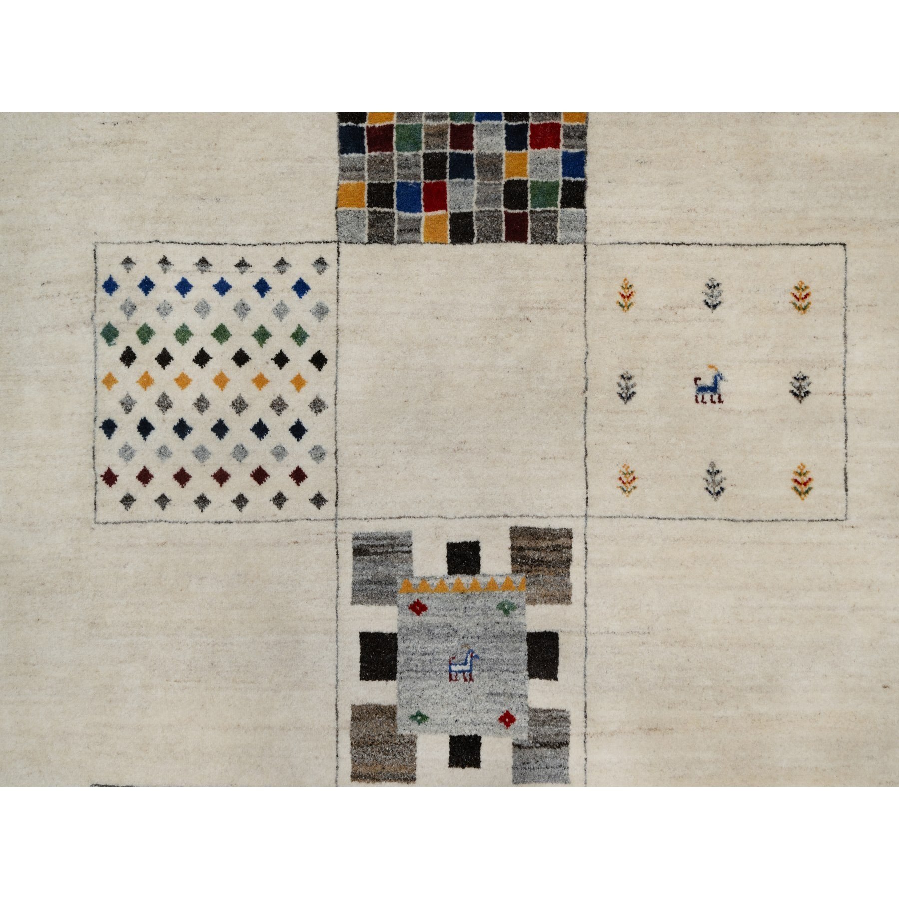 8'3"x10'2" Seedpearl White, Modern, Soft Wool, Hand Knotted, Small Animal Figurines, Lori Buft Gabbeh, Thick and Plush, Oriental Rug HR91338 - Image 8