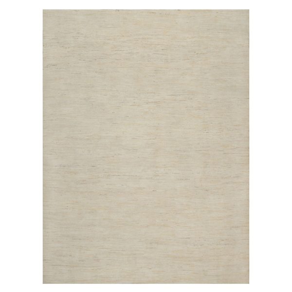 8'10"x11'8" Chiffon White, Modern, Plain Design, Lori Buft Gabbeh, Thick and Plush, Pure Wool, Hand Knotted, Oriental Rug HR91347