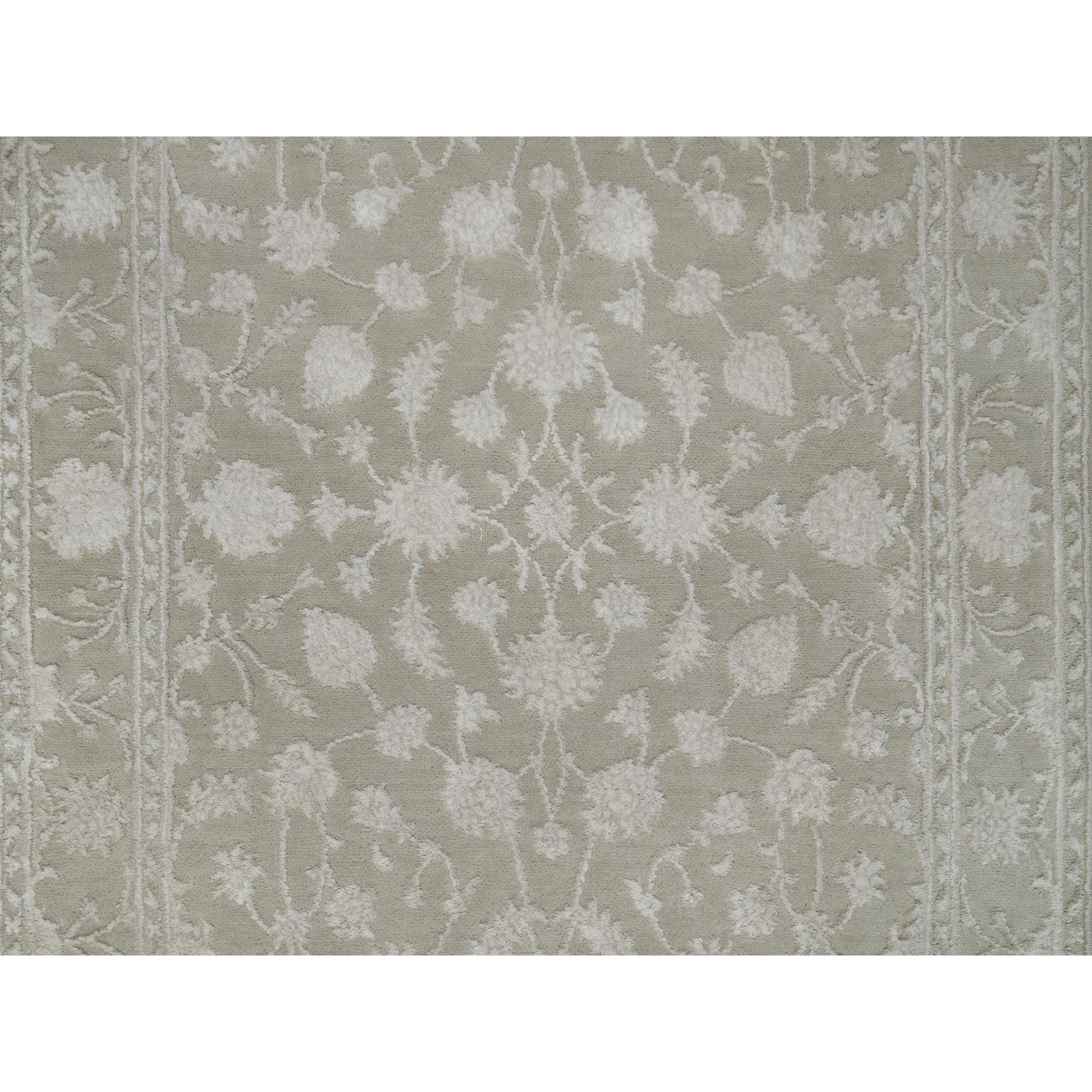 3'1"x5' Stone Gray, Hand Knotted, Light Tone on Tone with Persian Design, Wool and Plant Based Silk, Thick and Plush, 200 KPSI, Oriental Rug HR91354 - Image 5
