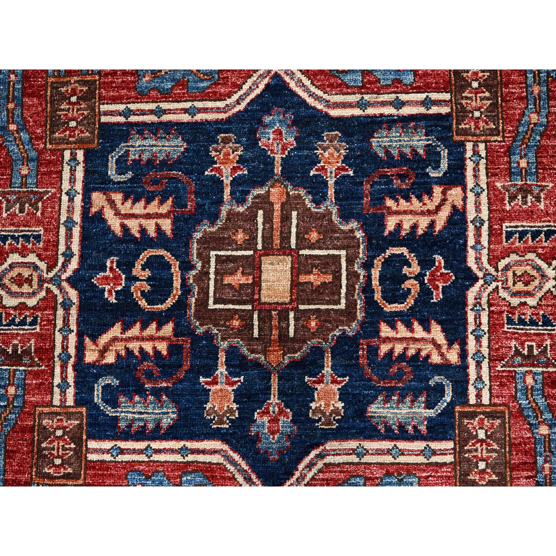 6'1"x11'7" Bayern Blue, Aryana Grade, Serapi Heriz with Geometric Medallion Design, Vegetable Dyes, High Mountain Wool, Hand Knotted, Soft Pile, Densely Woven, Gallery Size, Wide Runner, Oriental Rug HR1058 - Image 9
