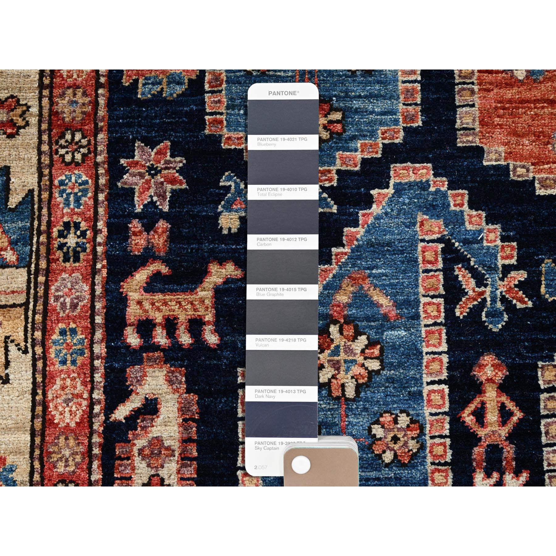4'x9'9" Midnight Blue, Northwest Persian with Large Paisley Design, Aryana Grade, Vegetable Dyes, Soft Pile, High Mountain Wool, Hand Knotted, Densely Woven, Extra Wide Runner, Oriental Rug HR1065 - Image 4