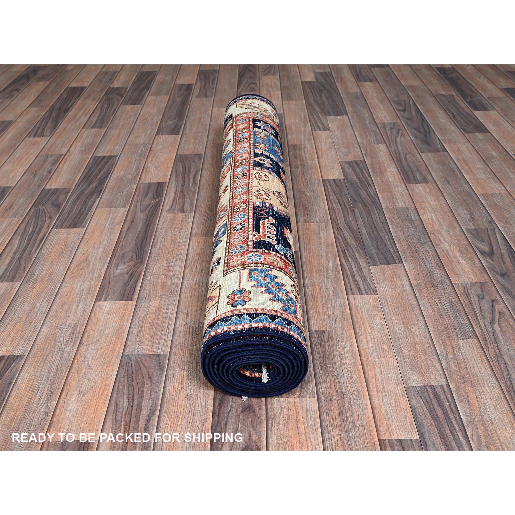 4'x9'9" Midnight Blue, Northwest Persian with Large Paisley Design, Aryana Grade, Vegetable Dyes, Soft Pile, High Mountain Wool, Hand Knotted, Densely Woven, Extra Wide Runner, Oriental Rug HR1065 - Image 5