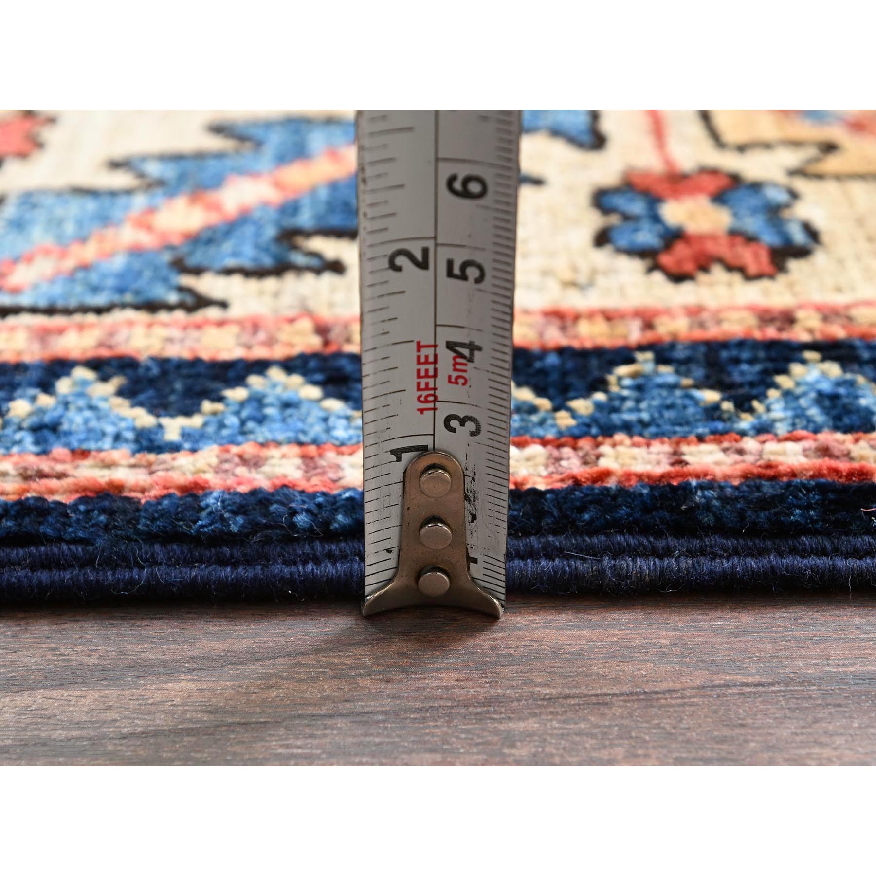 4'x9'9" Midnight Blue, Northwest Persian with Large Paisley Design, Aryana Grade, Vegetable Dyes, Soft Pile, High Mountain Wool, Hand Knotted, Densely Woven, Extra Wide Runner, Oriental Rug HR1065 - Image 6