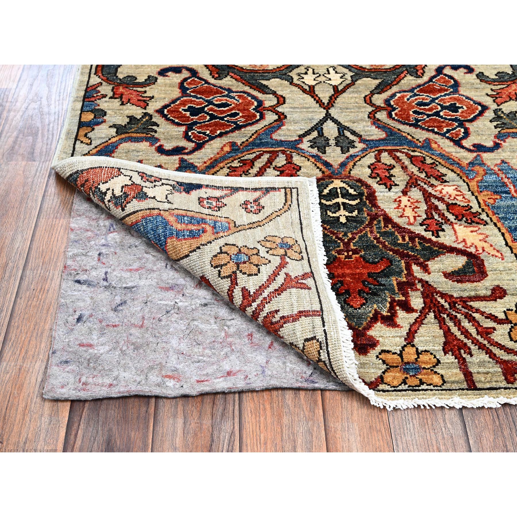 2'9"x9'10" Castle Gray, Bijar Garus Design, Aryana Grade, Vegetable Dyes, Soft Pile, High Mountain Wool, Hand Knotted, Densely Woven, Runner, Oriental Rug HR1071 - Image 3