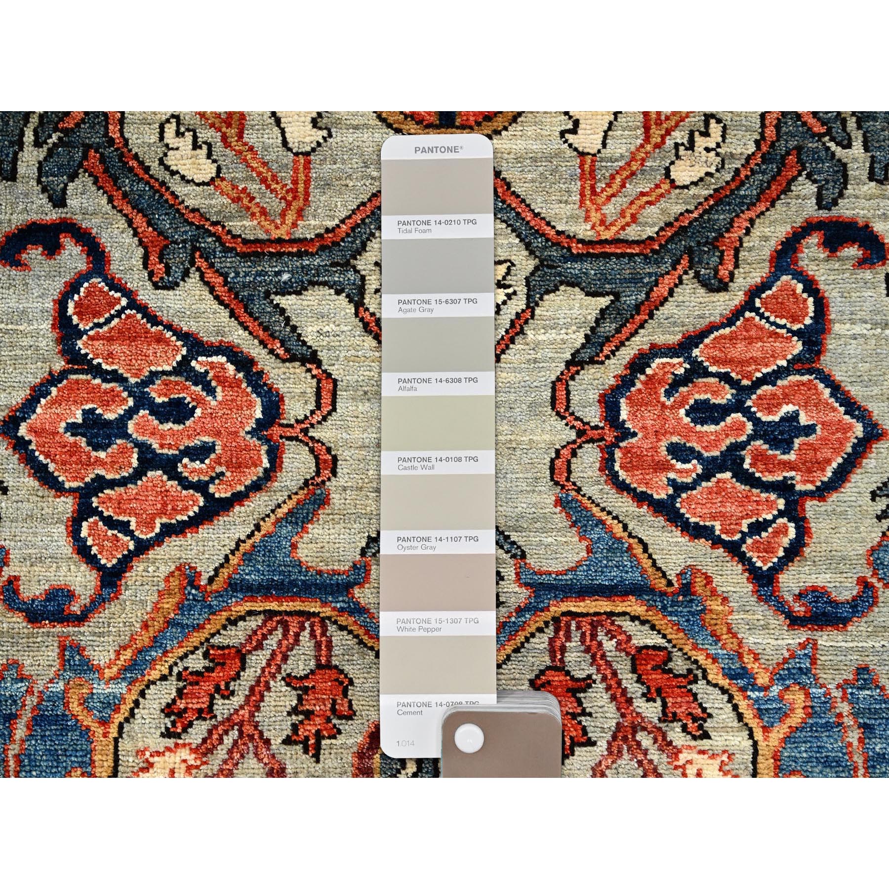 2'9"x9'10" Castle Gray, Bijar Garus Design, Aryana Grade, Vegetable Dyes, Soft Pile, High Mountain Wool, Hand Knotted, Densely Woven, Runner, Oriental Rug HR1071 - Image 4