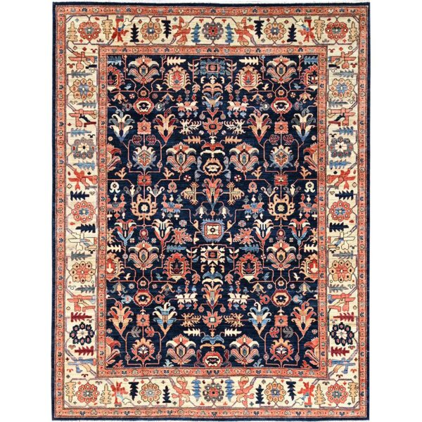 9'2"x11'10" Yale Blue, Northwest Persian All Over Design, Vegetable Dyes, Aryana Grade, Soft Pile, High Mountain Wool, Hand Knotted, Densely Woven, Oriental Rug HR1099