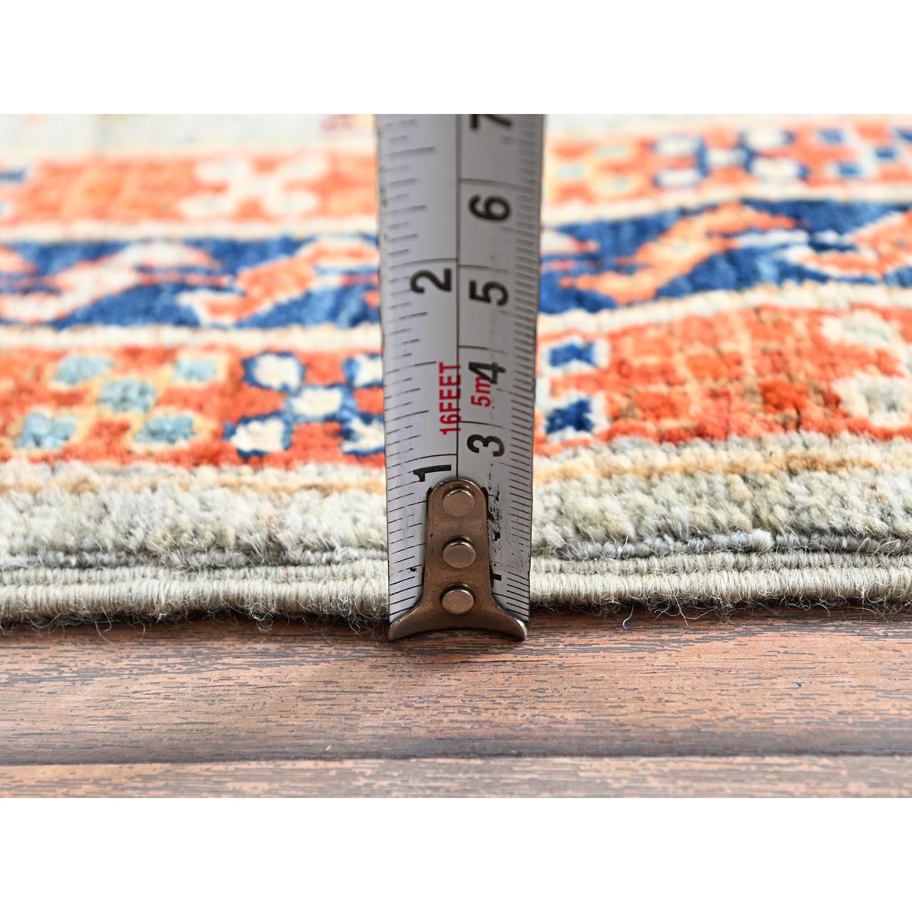 2'7"x11'3" Misty Gray, Armenian Inspired Caucasian Design with Bird Figurines, 200 KPSI, Super Fine Wool, Hand Knotted, Denser Weave, Vegetable Dyes, Runner, Oriental Rug HR1148 - Image 6