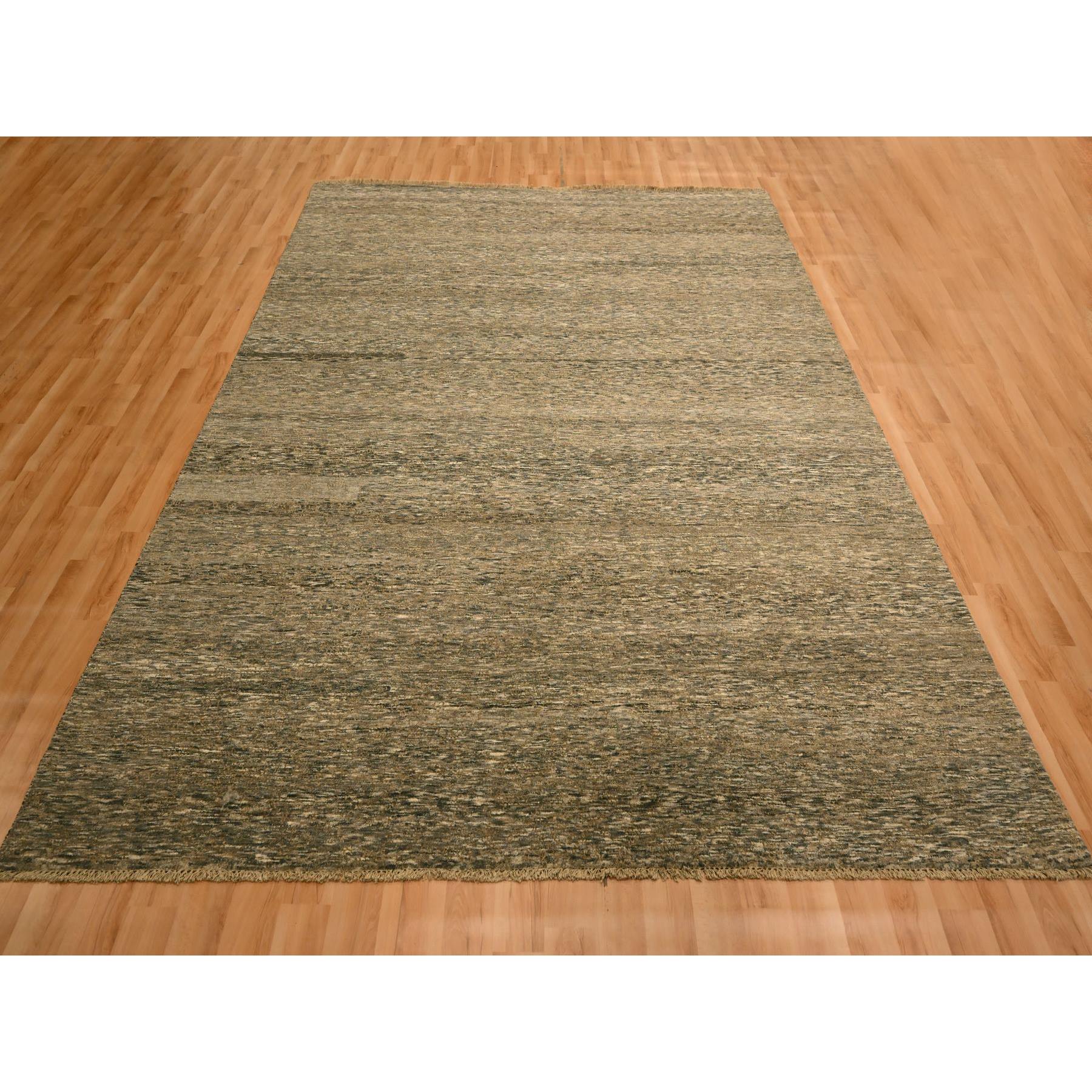 7'6"x10' Bison Brown, Modern Grass Design with Distinct Abrash, Undyed Natural Wool, Tone on Tone, Hand Knotted, Oriental Rug HR76196 - Image 2