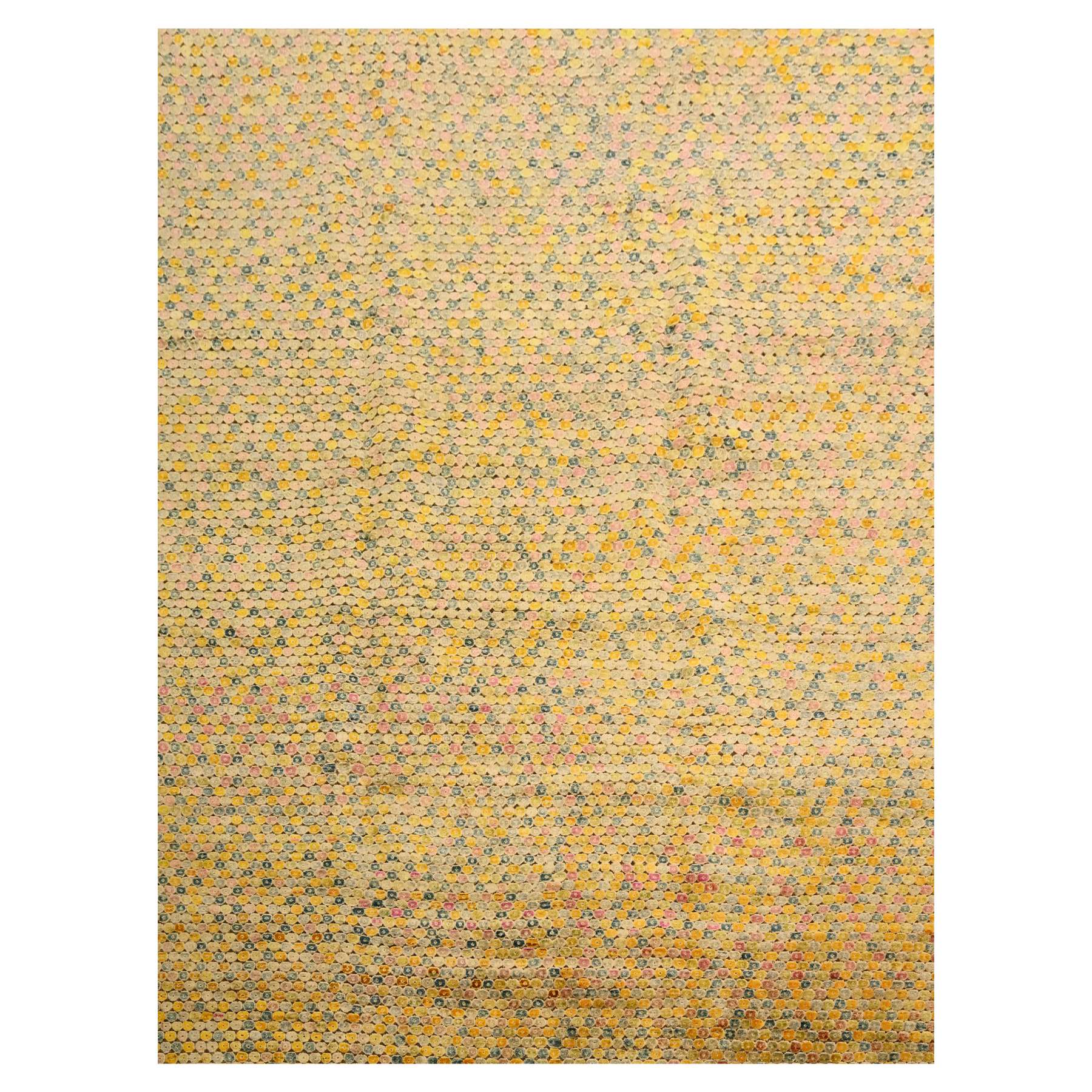 8'10"x12'2" Amber Gold, THE BUTTONS, Sari Silk, Hand Knotted, Soft to the Touch, Oriental Rug HR76201