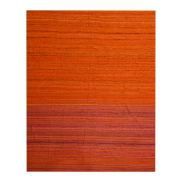8'x10'1" Sunset Colors, Plain Solid Design, Kilim, Wool and Sari Silk, Hand Knotted, Oriental Rug HR76210