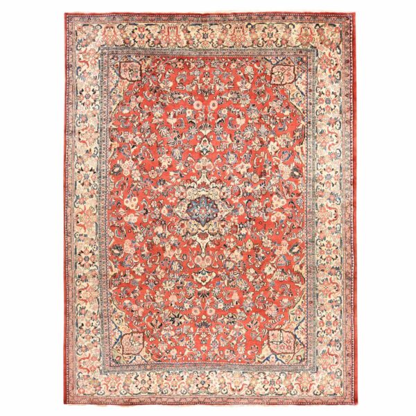 9'9"x13' Salsa Red, Vintage Persian Mahal, Clean, Soft, Full Pile, 100% Wool, Hand Knotted, Oriental Rug HR78421