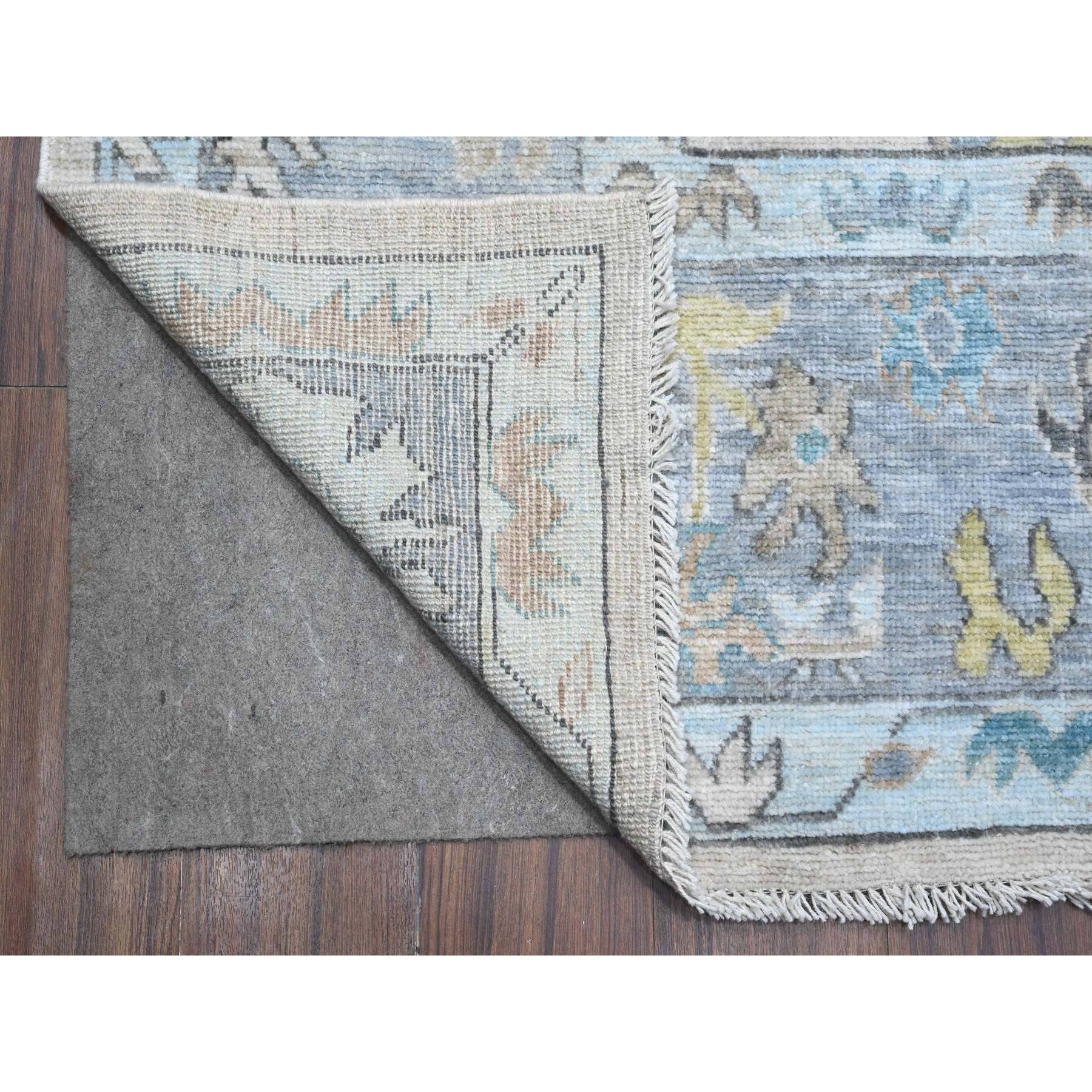 8'1"x15'7" Platinum Gray, Wool Foundation, Natural Dyes With Rural Floral All Over Design, Hand Knotted Afghan Angora Oushak, XL Oriental Rug HR89260 - Image 4