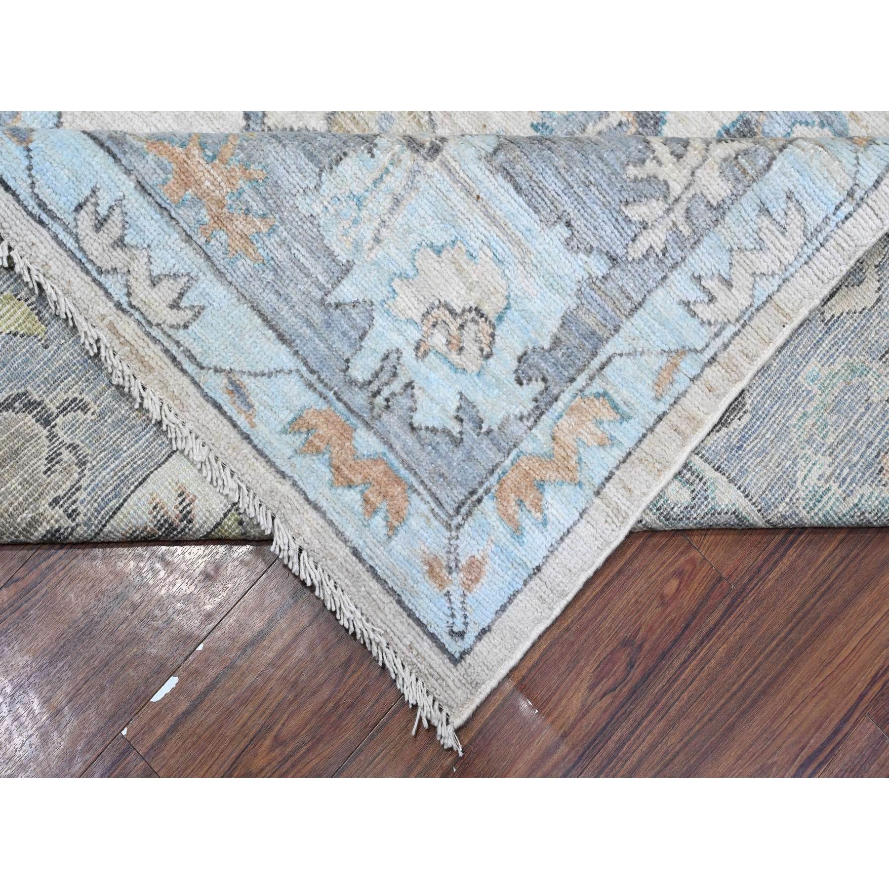 8'1"x15'7" Platinum Gray, Wool Foundation, Natural Dyes With Rural Floral All Over Design, Hand Knotted Afghan Angora Oushak, XL Oriental Rug HR89260 - Image 6
