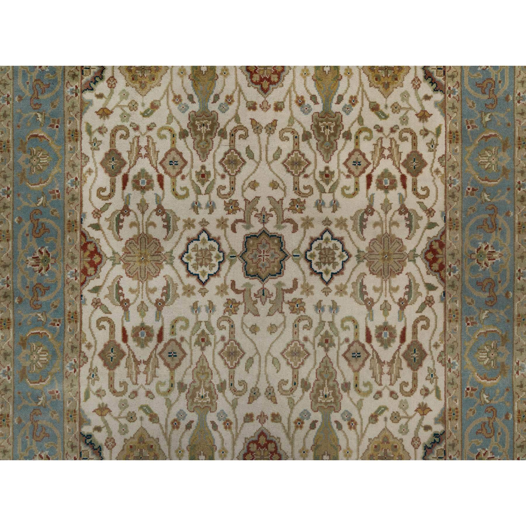 3'1"x15'6" Parchment White, Tabriz Revival, 300 KPSI, Hand Knotted, Hand Spun New Zealand Wool, XL Runner, Oriental Rug HR91411 - Image 5