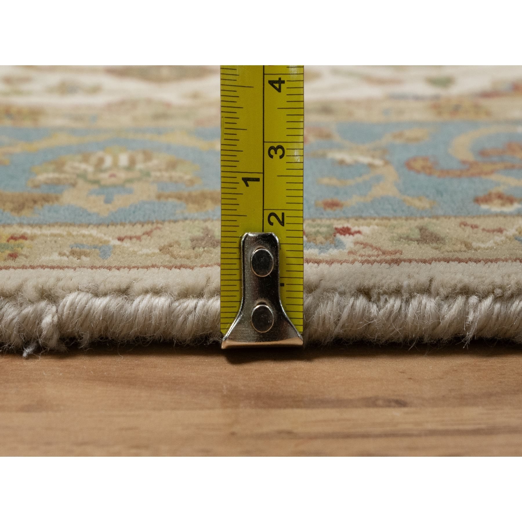 3'1"x15'6" Parchment White, Tabriz Revival, 300 KPSI, Hand Knotted, Hand Spun New Zealand Wool, XL Runner, Oriental Rug HR91411 - Image 7