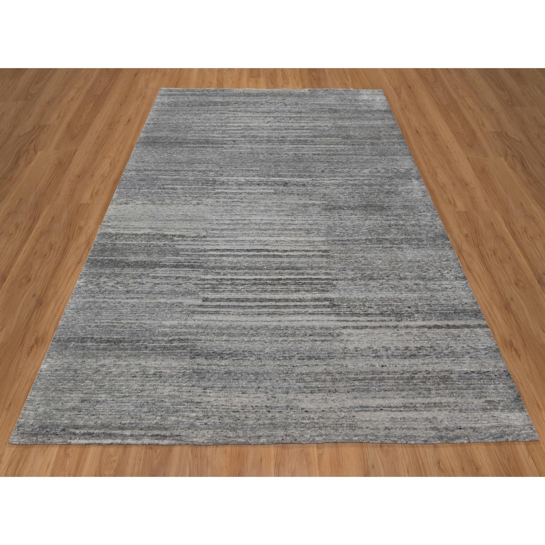 8'x9'10" Feather Gray, Modern Design with Nepali Weave, Hand Knotted, Undyed Natural Wool, Thick and Plush, Oriental Rug HR91418 - Image 2