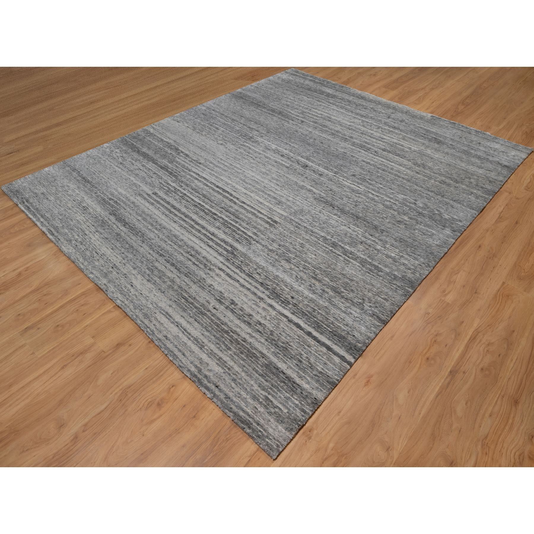8'x9'10" Feather Gray, Modern Design with Nepali Weave, Hand Knotted, Undyed Natural Wool, Thick and Plush, Oriental Rug HR91418 - Image 3