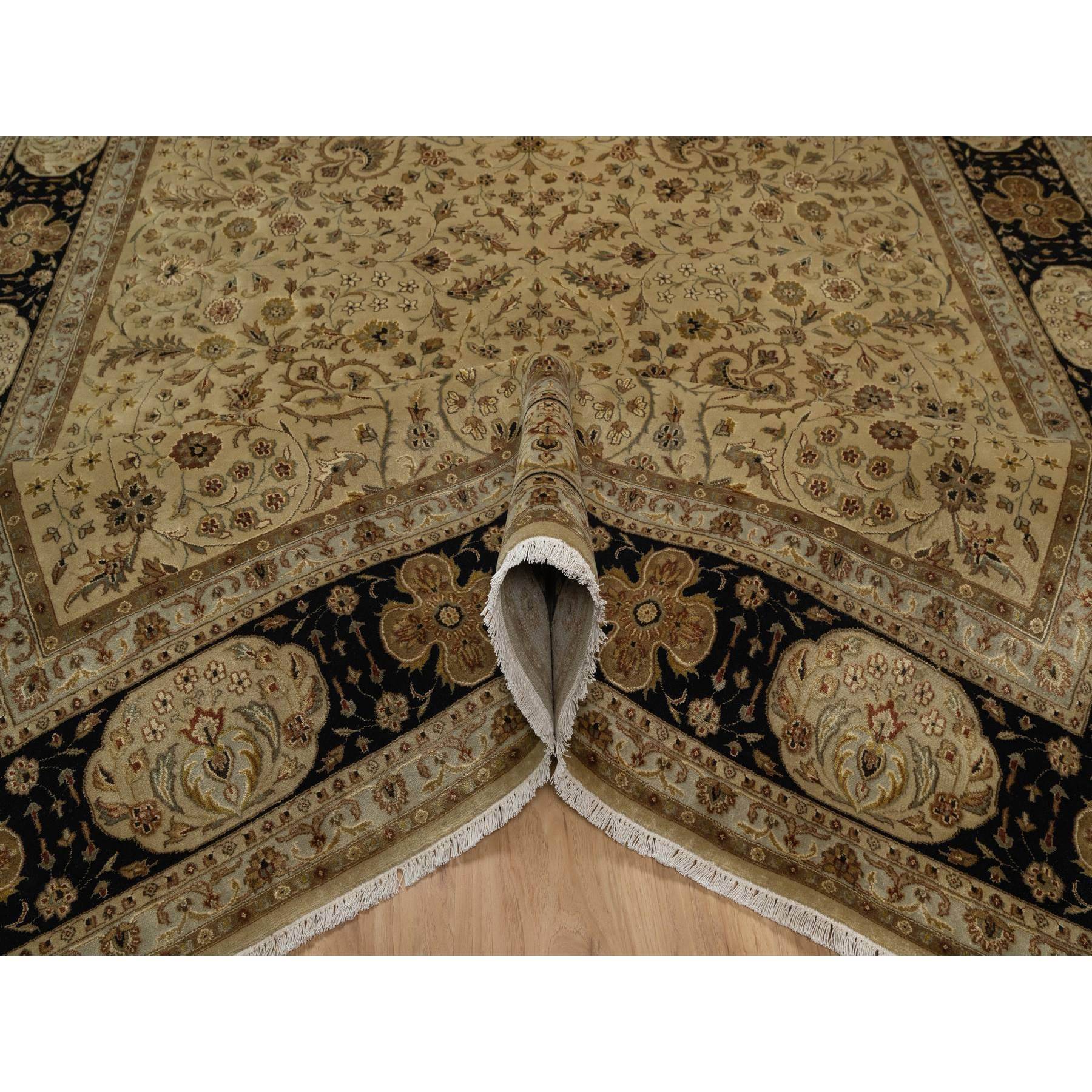 8'x10' Sand Brown, Kashan Design, 300 KPSI, Hand Spun New Zealand Wool with Silk, Soft Pile, Hand Knotted, Oriental Rug HR91431 - Image 5