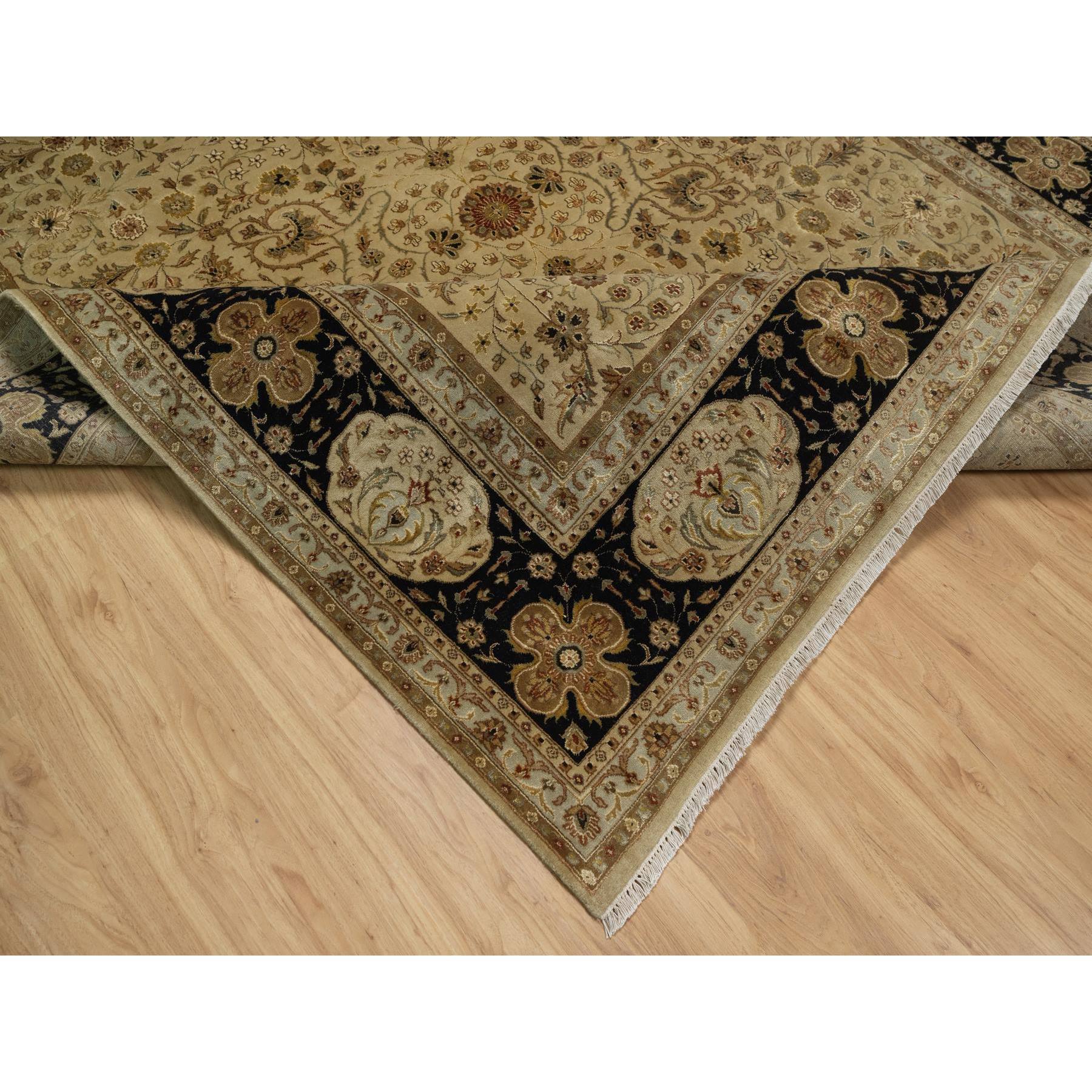 8'x10' Sand Brown, Kashan Design, 300 KPSI, Hand Spun New Zealand Wool with Silk, Soft Pile, Hand Knotted, Oriental Rug HR91431 - Image 6