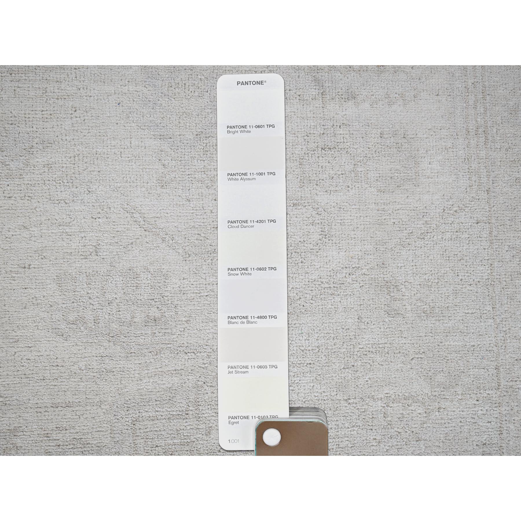 8'x9'9" Bone White, Washed Out Peshawar with Heriz Design, Hand Knotted, Pure Wool, Densely Woven, Oriental Rug HR917 - Image 8