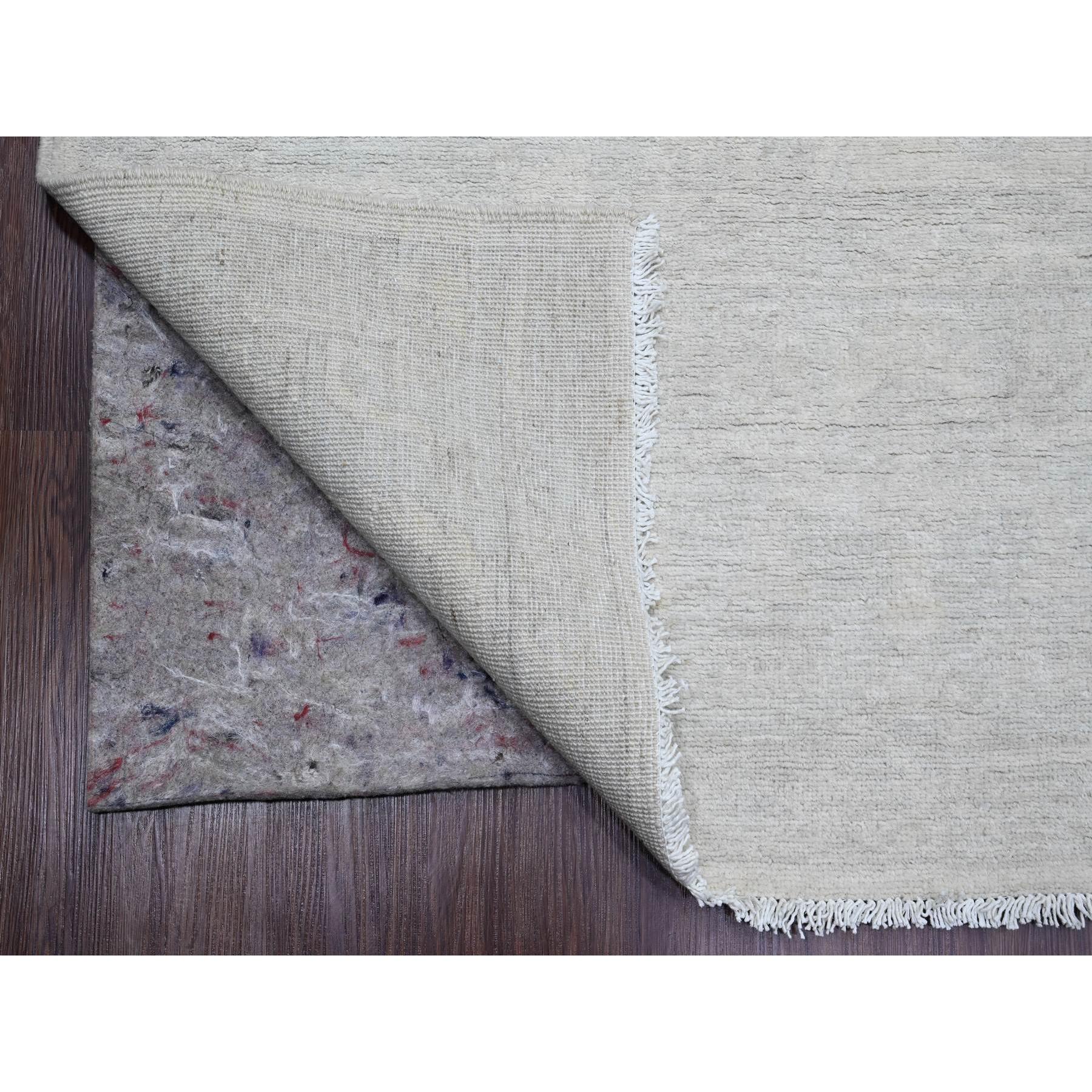 10'x13' Pearl White, Stone Washed Peshawar with All Over Pattern, Hand Knotted, Vegetable Dyes, Pure Wool, Oriental Rug HR20161 - Image 4