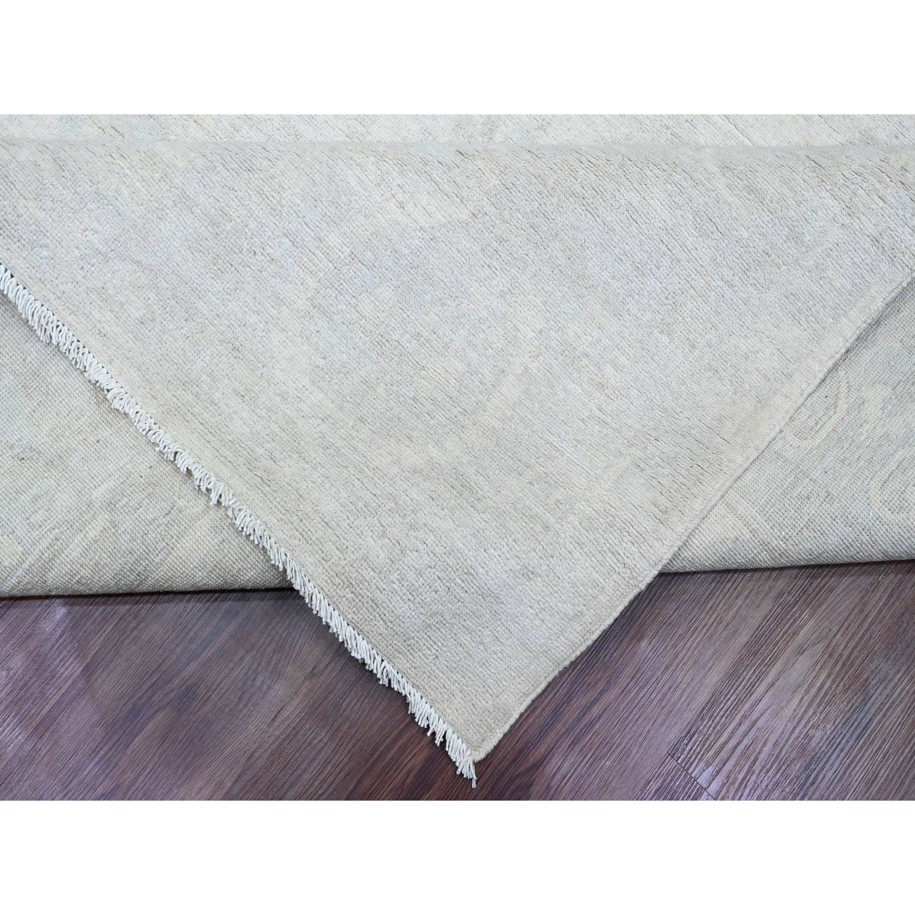 10'x13' Pearl White, Stone Washed Peshawar with All Over Pattern, Hand Knotted, Vegetable Dyes, Pure Wool, Oriental Rug HR20161 - Image 6