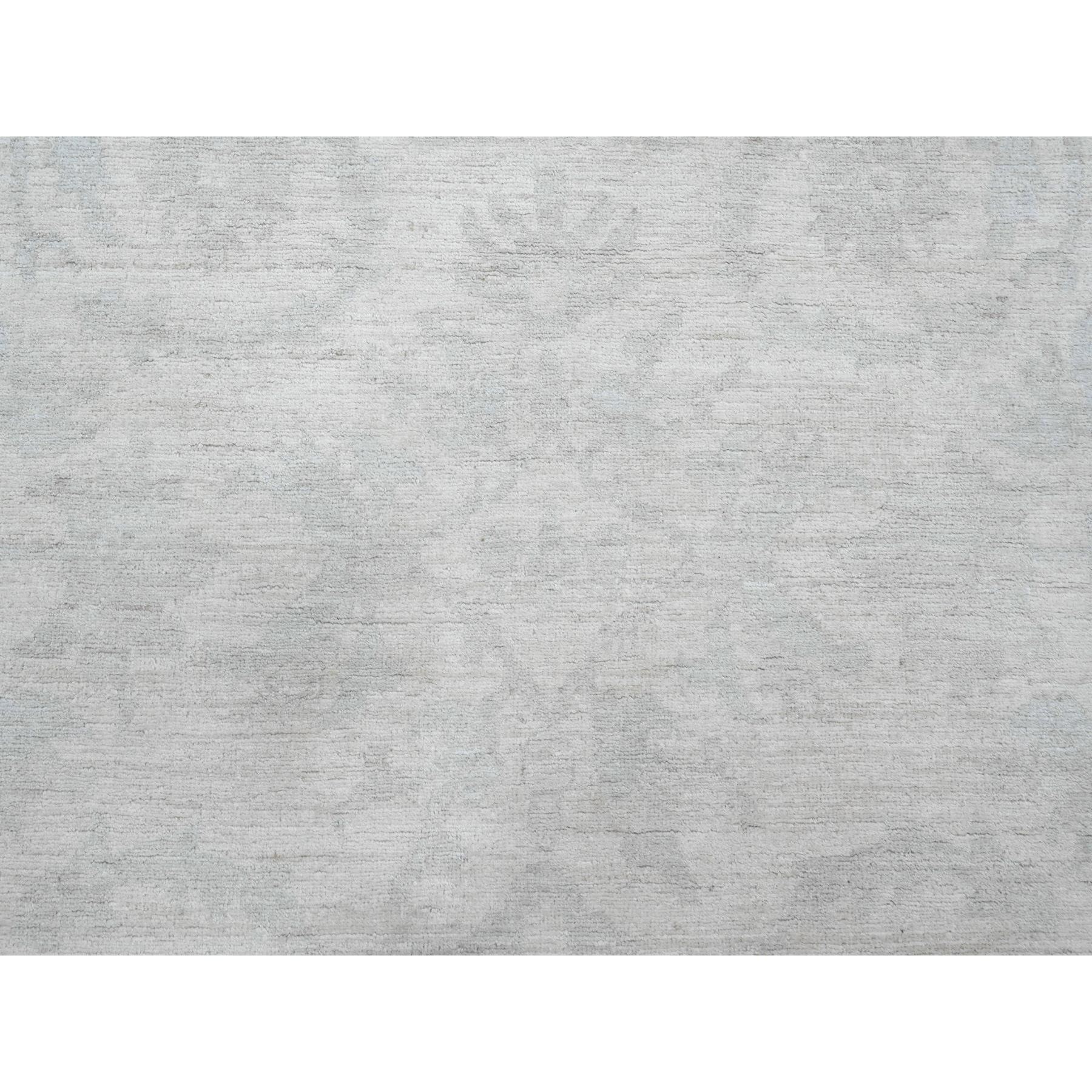 10'x13' Pearl White, Stone Washed Peshawar with All Over Pattern, Hand Knotted, Vegetable Dyes, Pure Wool, Oriental Rug HR20161 - Image 8