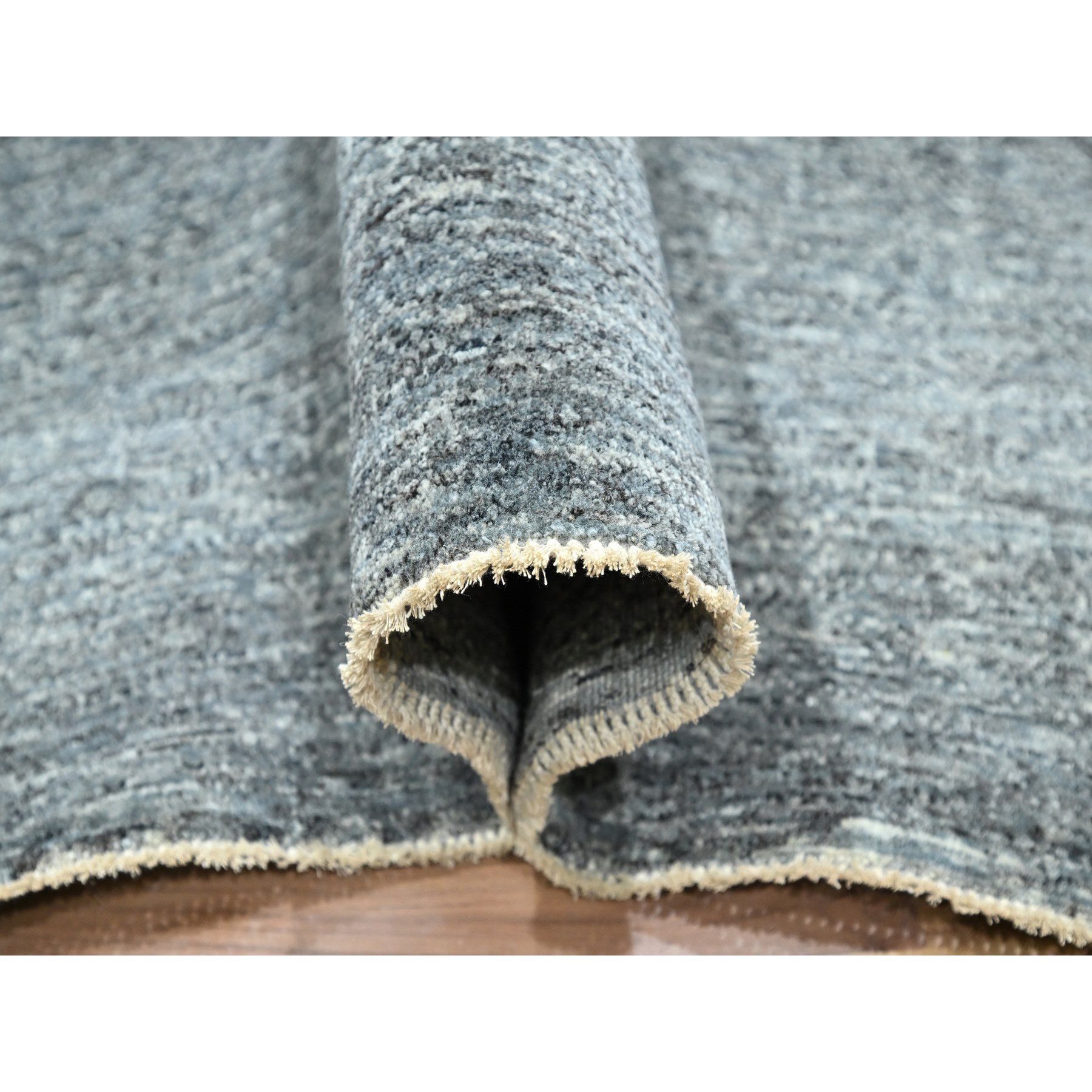 8'3"x10'1" Anchor Gray, Salt and Pepper Design, Tone on Tone, Hand Knotted, 100% Wool, Oriental Rug HR76380 - Image 5