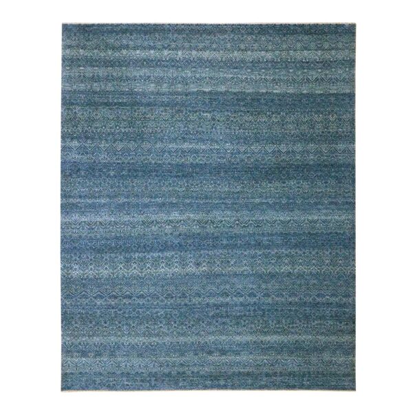 8'x10' Aegean Blue, Kohinoor Herat Pattern, Small Geometric Repetitive Diamond Design, Pure Wool, Tone On Tone, Hand Knotted, Borderless, Soft To The Touch, Oriental Rug HR76383