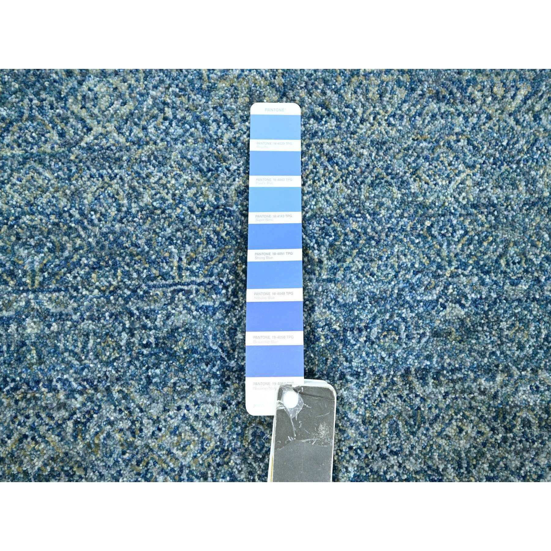 8'x10' Denim Blue, Kohinoor Herat Pattern, Small Geometric Repetitive Diamond Design, Pure Wool, Tone On Tone, Borderless, Soft Pile, Hand Knotted, Oriental Rug HR76384 - Image 7