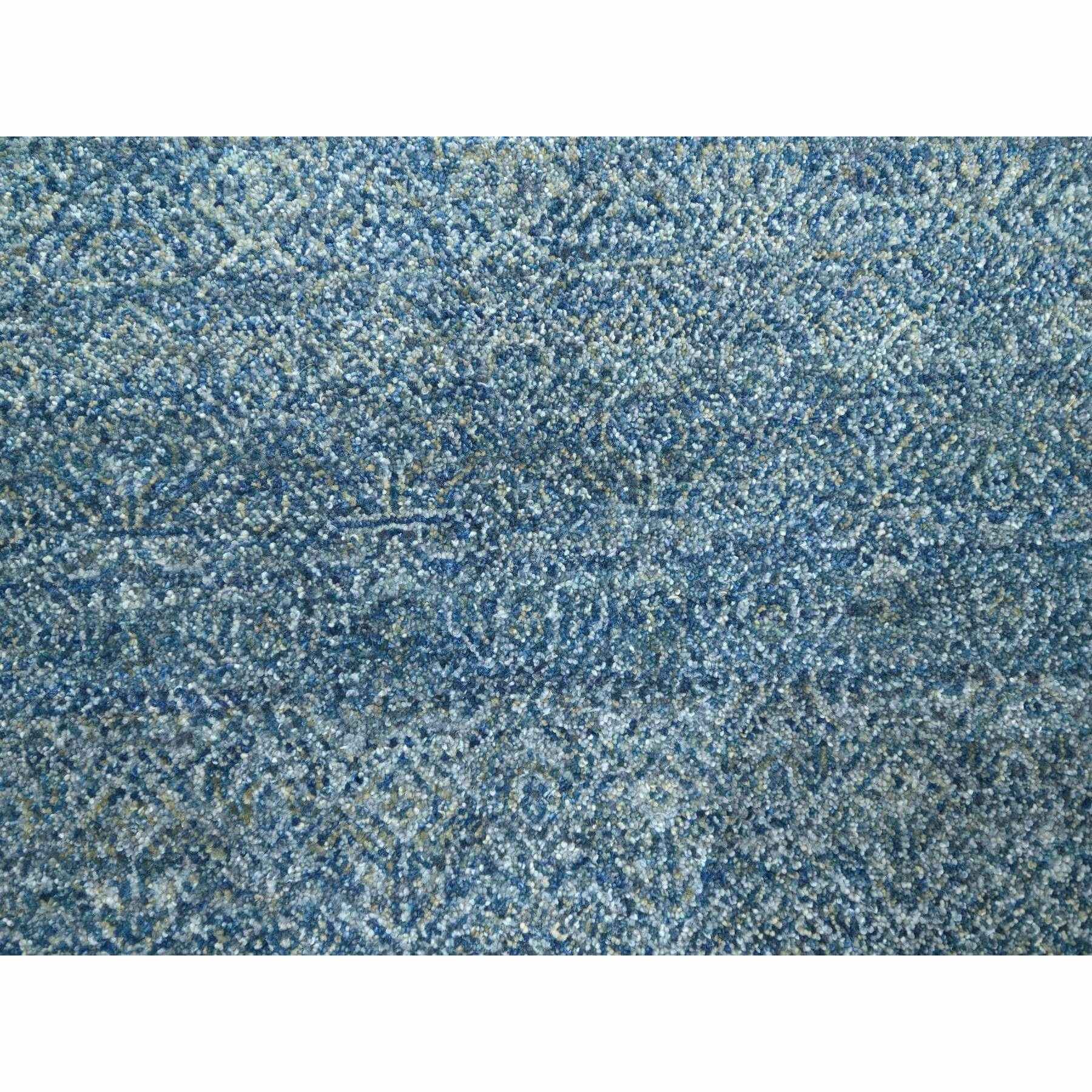 8'x10' Denim Blue, Kohinoor Herat Pattern, Small Geometric Repetitive Diamond Design, Pure Wool, Tone On Tone, Borderless, Soft Pile, Hand Knotted, Oriental Rug HR76384 - Image 8