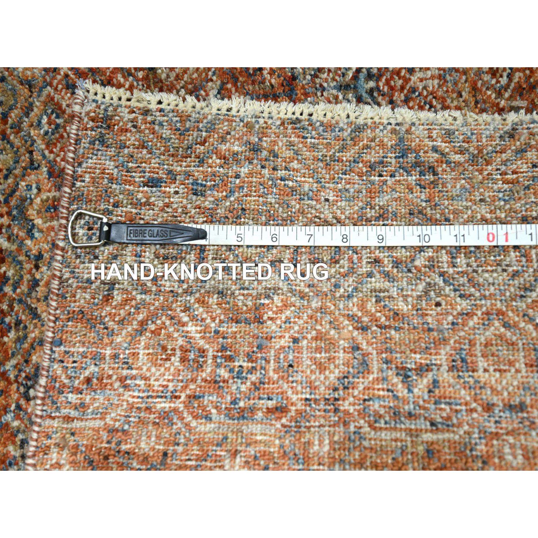 2'7"x10' Summer Fig Red, Kohinoor Herat with Small Geometric Repetitive Diamond Pattern, Tone on Tone, Soft and Shiny Wool, Hand Knotted, Runner, Oriental Rug HR76402 - Image 7
