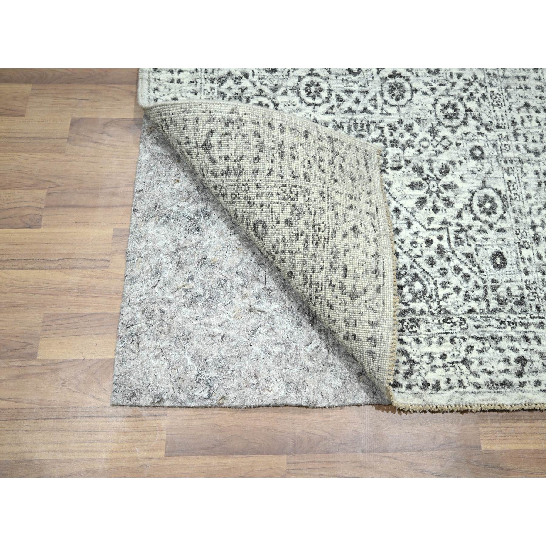 2'7"x12' Vista White, Pre Historic 14th Century Influence, Mamluk Design, Natural Dyes, Hand Knotted, Pure Wool, Runner, Oriental Rug HR76437 - Image 3