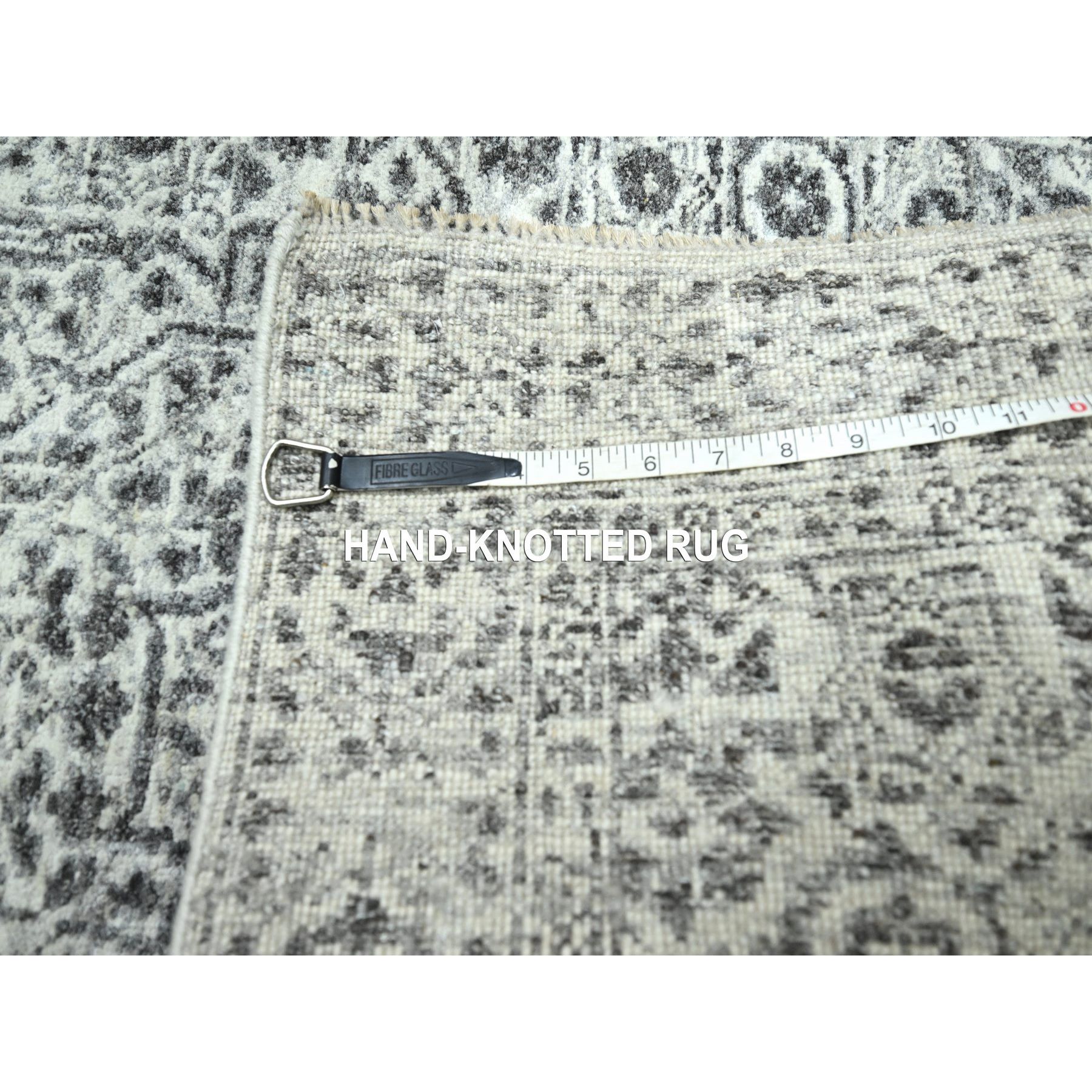 2'6"x30' Daisy White, Mamluk Design, Pre Historic 14th Century Influence, Natural Dyes, Hand Knotted, Pure Wool, XL Runner, Oriental Rug HR76439 - Image 7