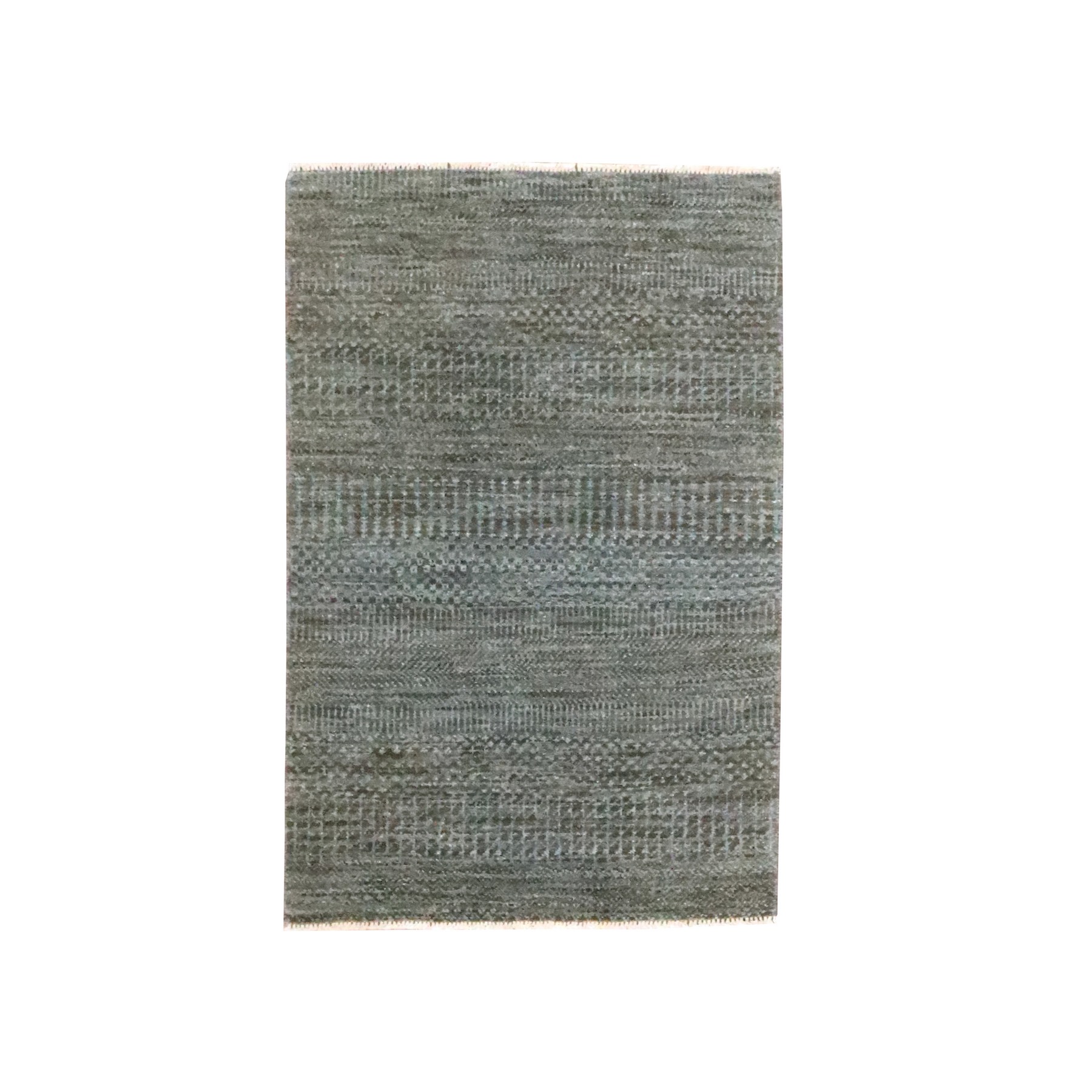2'x3' Mocha Brown, Modern Grass Design, Hand Knotted, 100% Wool, Lush and Plush, Tone on Tone, Mat, Sample, Oriental Rug HR76440