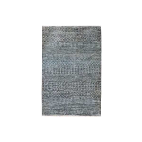 2'x3' Coffee Brown, Modern Grass Design, Hand Knotted, Undyed Natural Wool, Mat, Sample, Lush and Plush, Tone on Tone, Oriental Rug HR76446